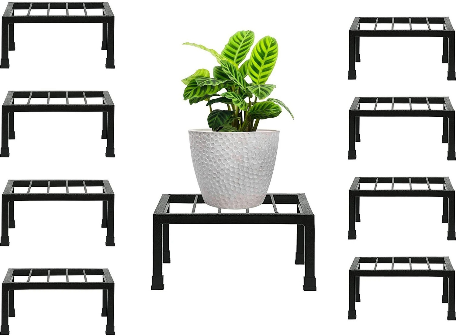 Image of Sapna Enterprises 2 Tier Metal Plant Stand for Indoor & Outdoor | Flower Pot Stand for Home Decor Plant Container Set (Metal)