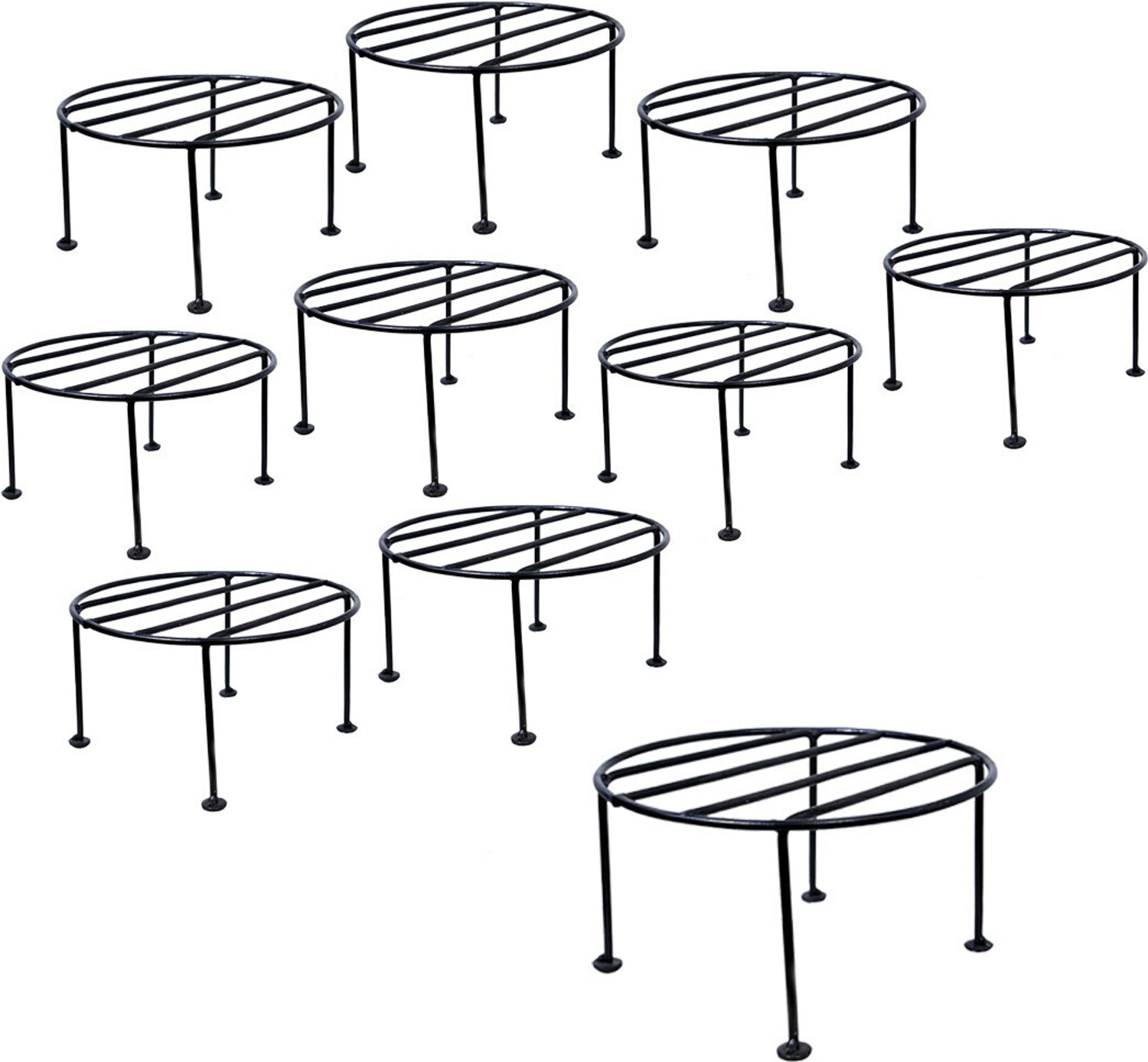 Image of WOZTI Rust Free Plant Stand, Flower Pot Stand, Balcony Pot Stand , Gamla Stand Plant Container Set (Pack of 10, Metal)