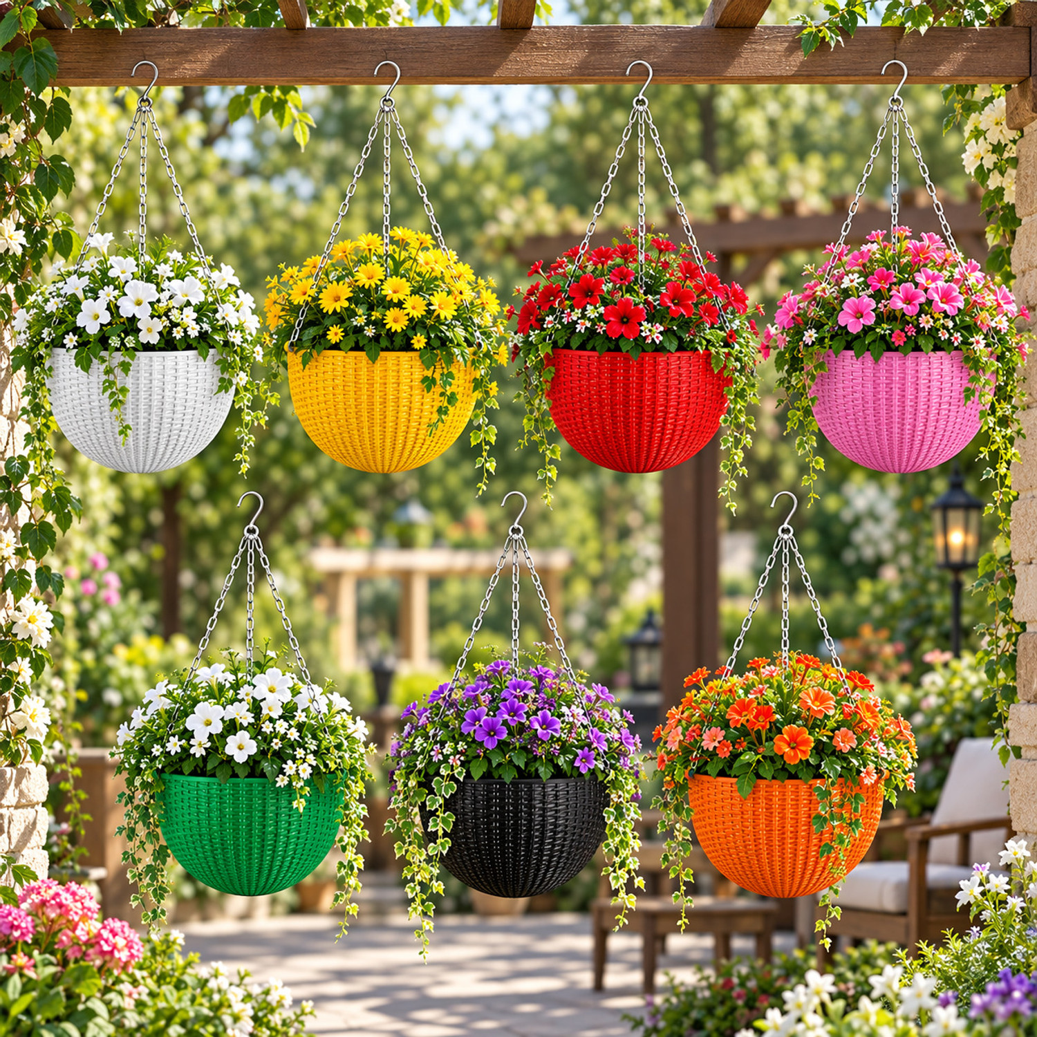 Image of Hs Retail Modern Indoor & Outdoor 2 Tier PlanterStand /Z Shape Plant Racks /Flower Shelf Display for Garden /Balcony /Flowerpot Stand for Corner Display /Double Decker Window Planted Stand-Set of 4,White Plant Container Set (Pack of 4, Metal)
