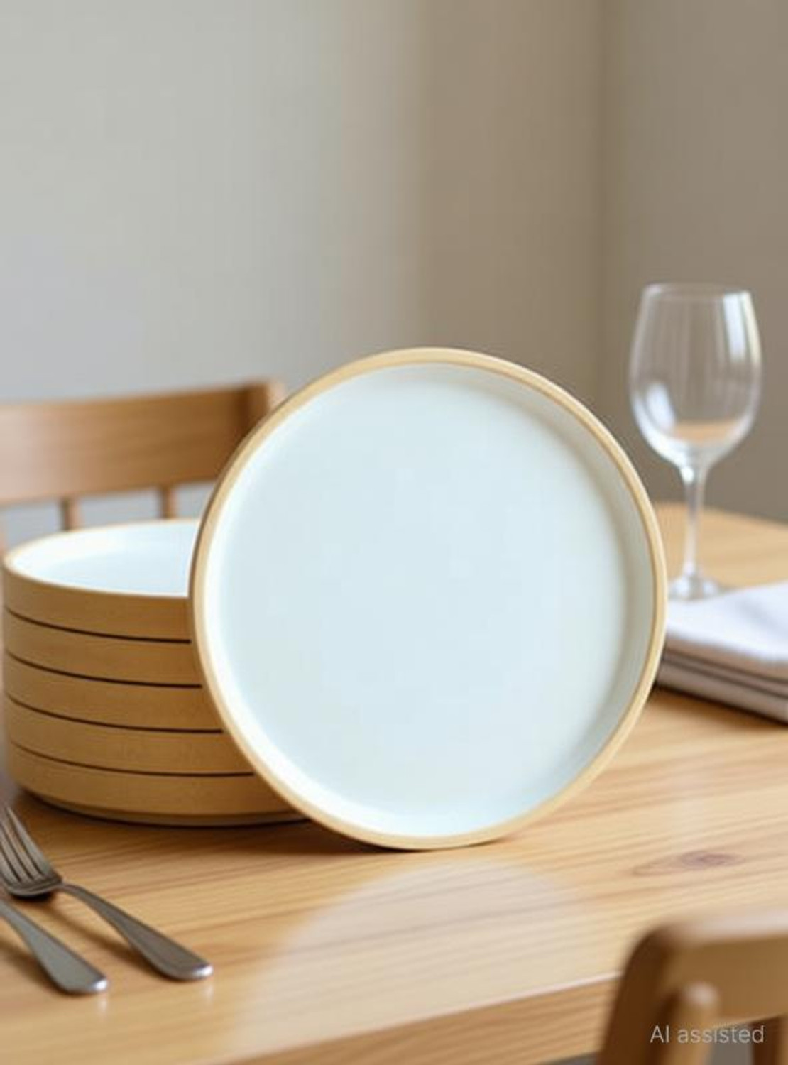 Image of BlackCarrot BC-S-BEJWHI-FP-6 Dinner Plate (Pack of 6, Microwave Safe)