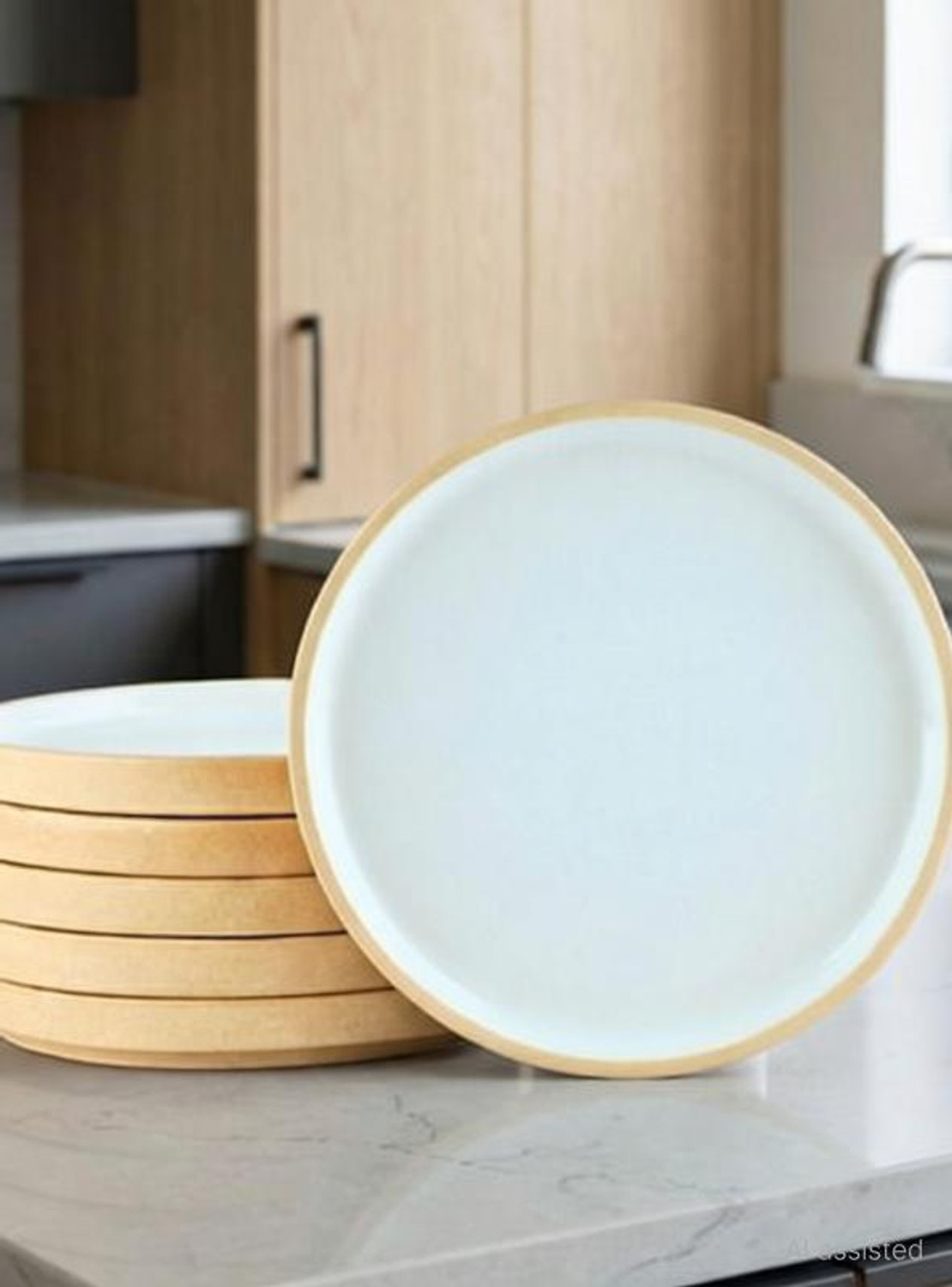 Image of BlackCarrot BC-S-BEJWHI-FP-6 Dinner Plate (Pack of 6, Microwave Safe)