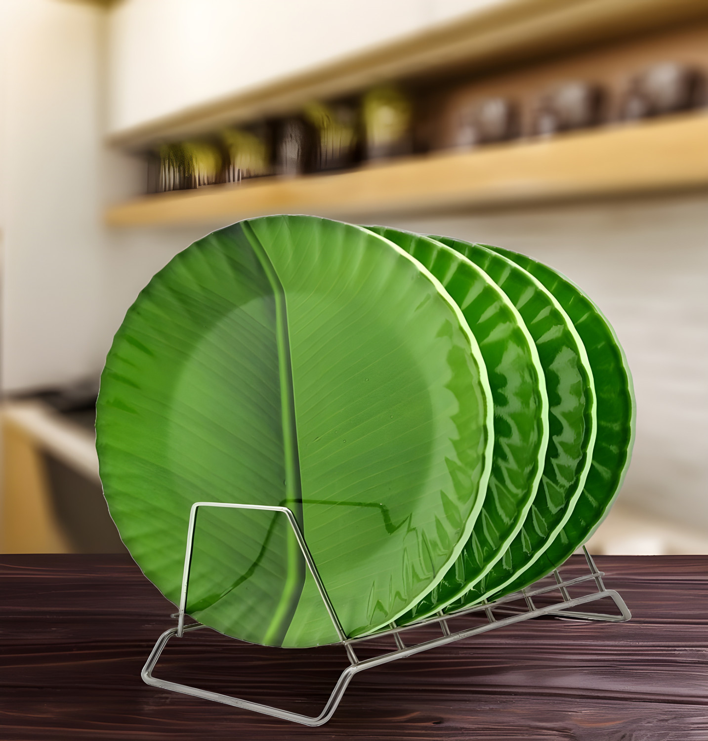 Image of BFAAST Mint Green Spiral Melamine Dinner Plates Set of 6, 11 Inch BPA Free Dinner Plate (Pack of 6, Microwave Safe)