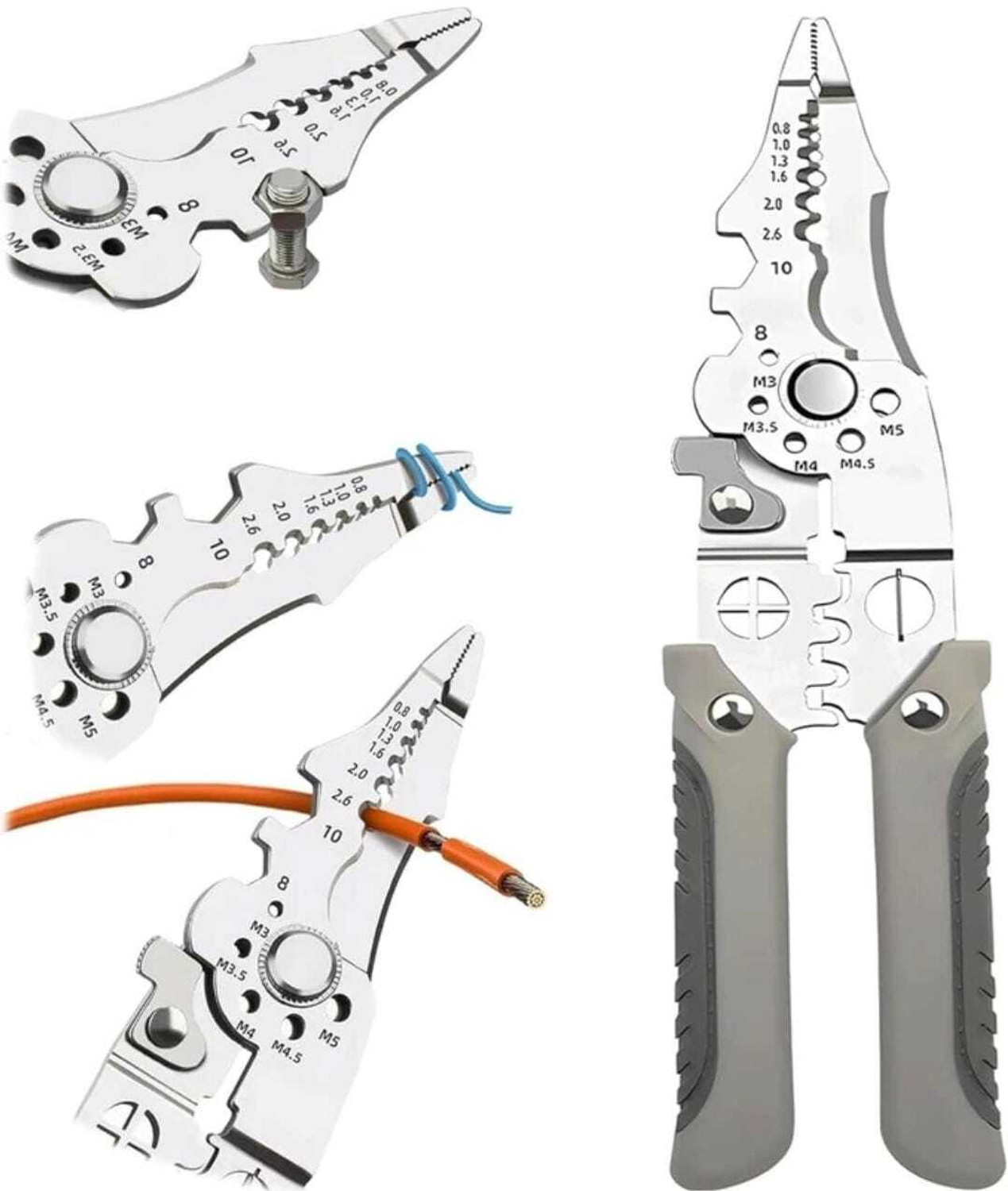 Image of Jiqop Multifunctional Wire Stripper Crimper Cable Cutter Professional Electrical Wire Stripping Tool Wire Cutter Wire Cutter