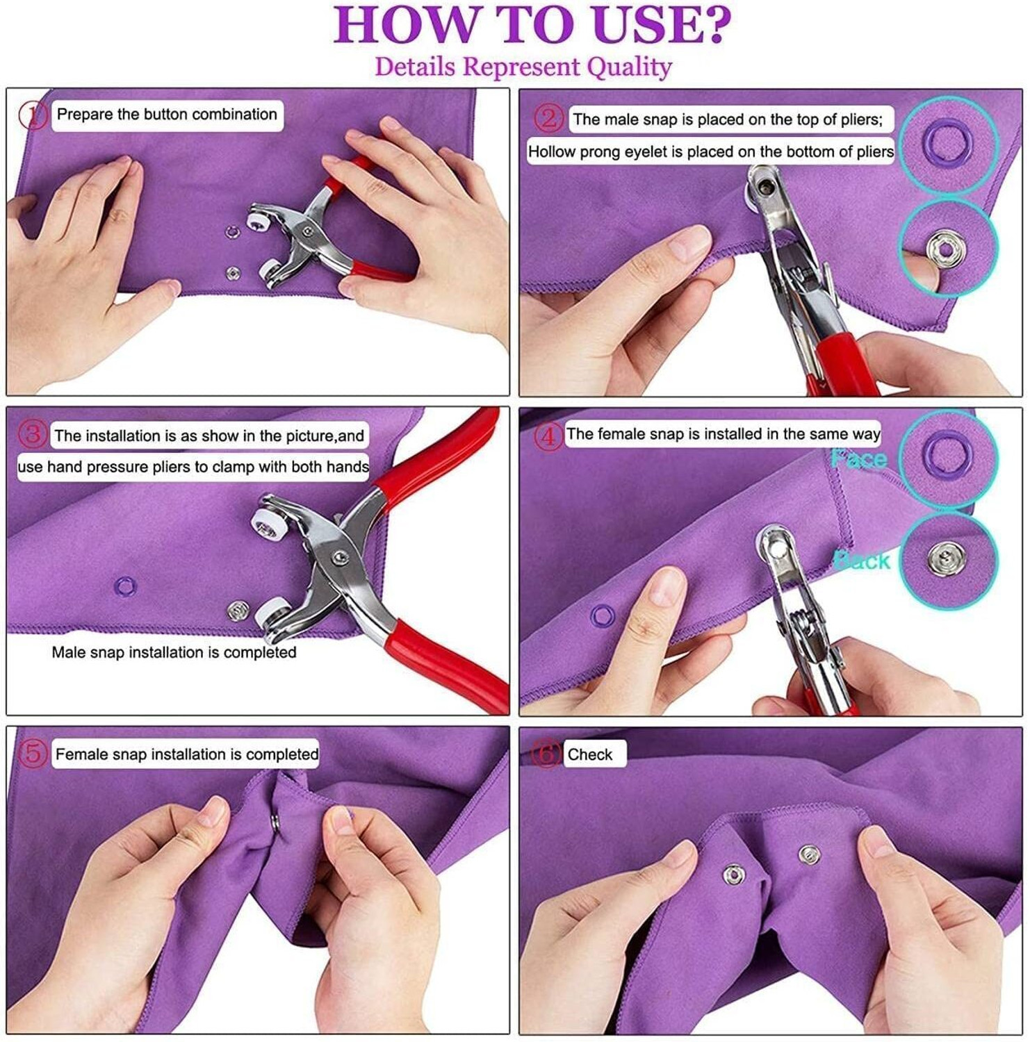 Image of SARVASHVATRENDS 200pc Thickened Snap Fasteners Kit, Snap Button Fastener, Snap Fastener Plier Metal Buttons (Pack of 200)