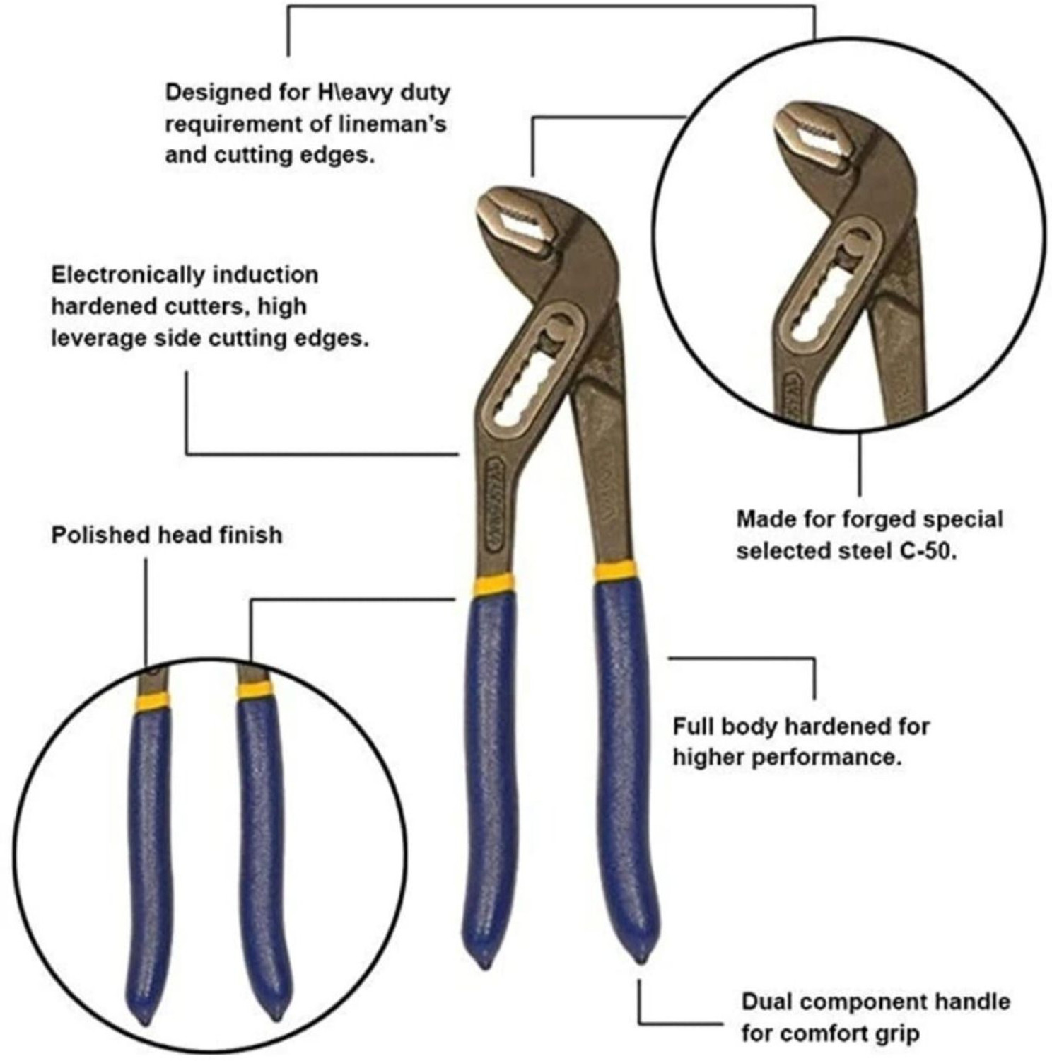 Image of TOVILLA Multipurpose Water Pump Plier (Iron Monkey) Slip joint plier (Tota Plaas) Slip Joint Plier (Length : 10 inch)