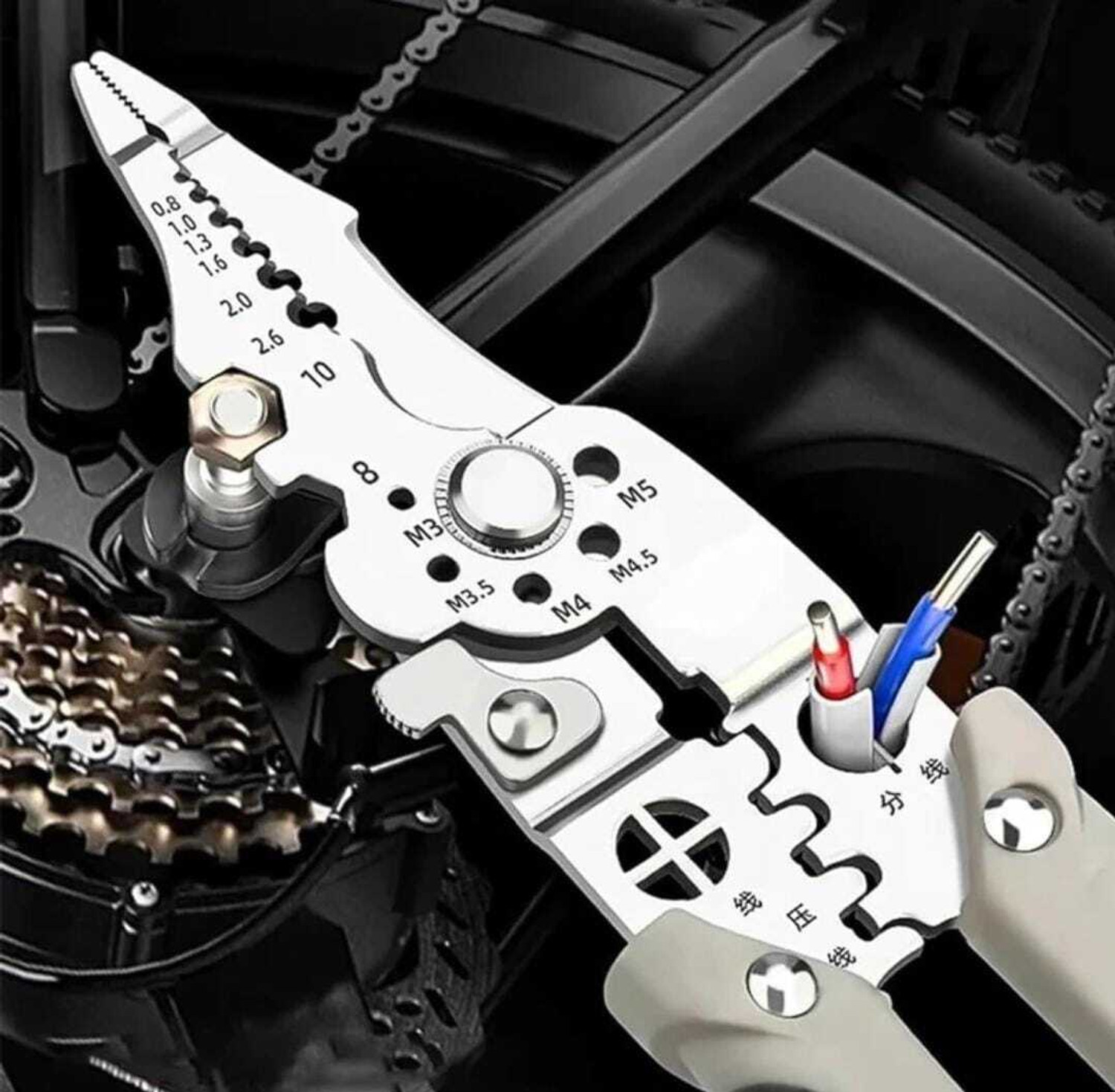 Image of Jiqop Multifunctional Wire Stripper Crimper Cable Cutter Professional Electrical Wire Stripping Tool Wire Cutter Wire Cutter