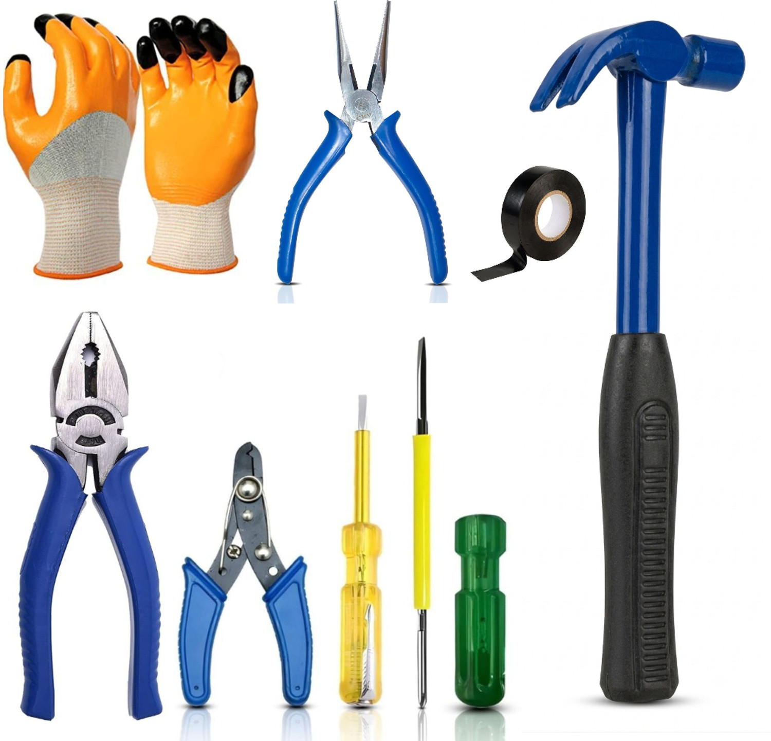 Image of GrabMoor 8 inchinch Plier with 6 Inch Nose Plier Wire Cutter Line Tester 2in1 Screwdriver Lineman Plier (Length : 8 inch)