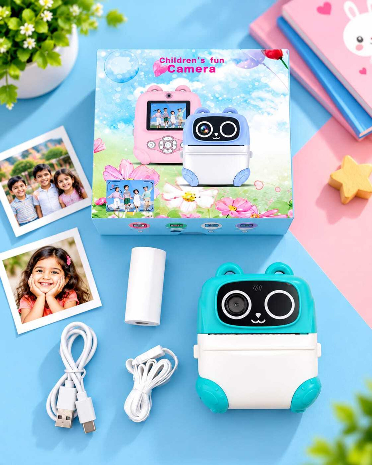 Veermktg Instant Selfie Camera Toy for Kids 13 MP 1080p HD Digital Video Recorder with Flash & 32GB SD Card
