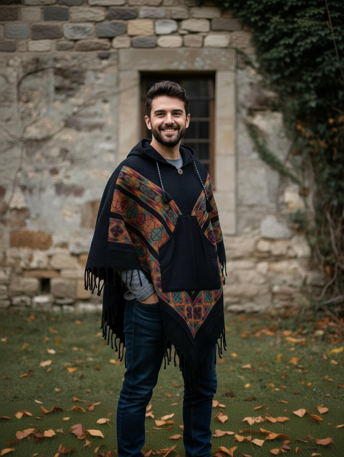 SR Collection Wool Blend Poncho - Image 5