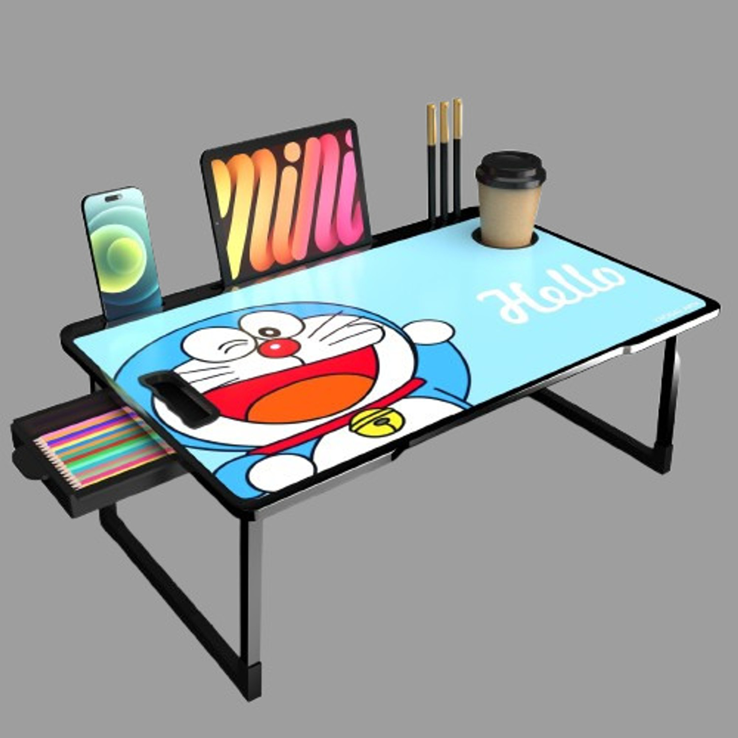 Image of CDPL Express CDPL Foldable Laptop Table Series Wood Portable Laptop Table (Finish Color - DOREMON, Pre Assembled)