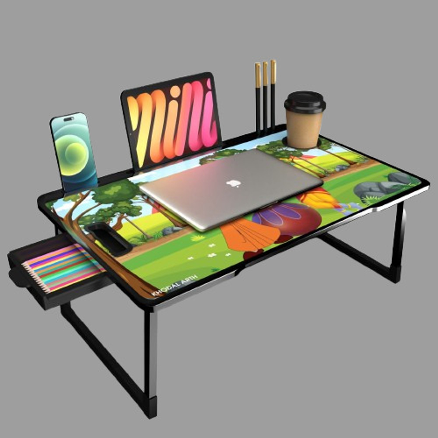 Image of CDPL Express CDPL Foldable Laptop Table Series Wood Portable Laptop Table (Finish Color - DOREMON, Pre Assembled)