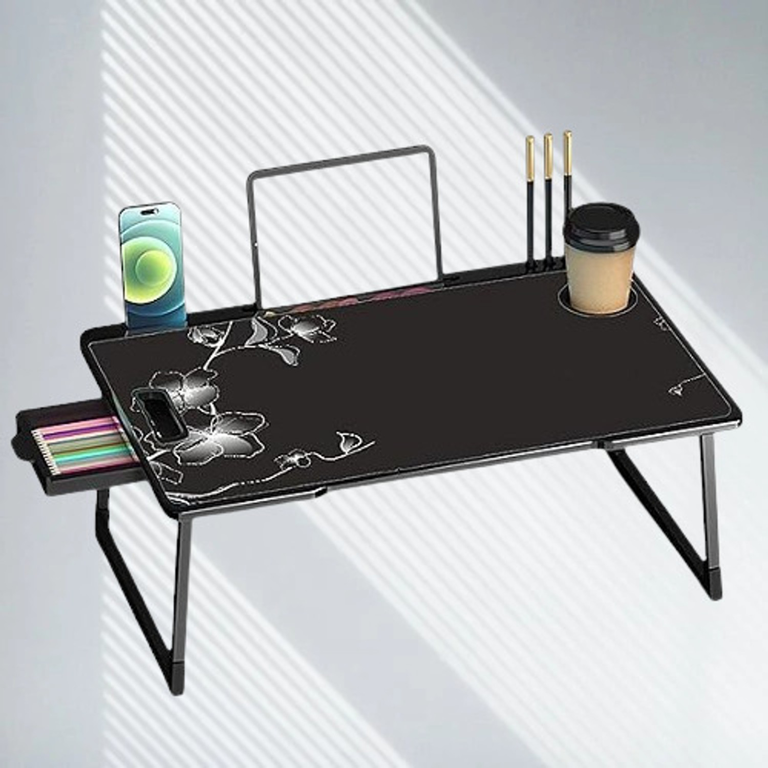 Image of sai praseeda Foldable Table, Study Table For Kids Adjustable Hight & Light Weight Plastic Portable Laptop Table (Finish Color - BLACK, DIY(Do-It-Yourself))
