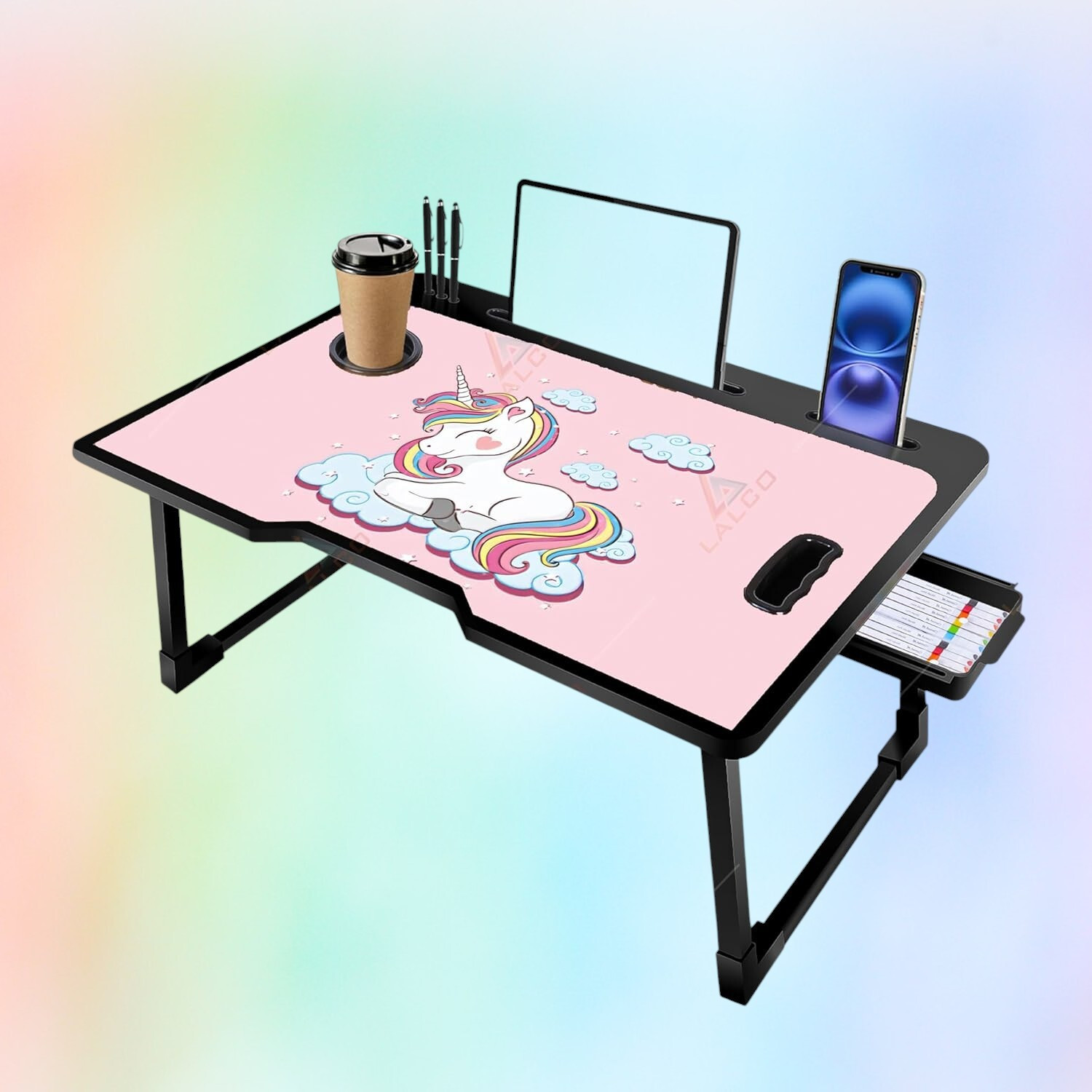 Image of sai praseeda Foldable Table, Study Table For Kids Adjustable Hight & Light Weight Plastic Portable Laptop Table (Finish Color - BLACK, DIY(Do-It-Yourself))