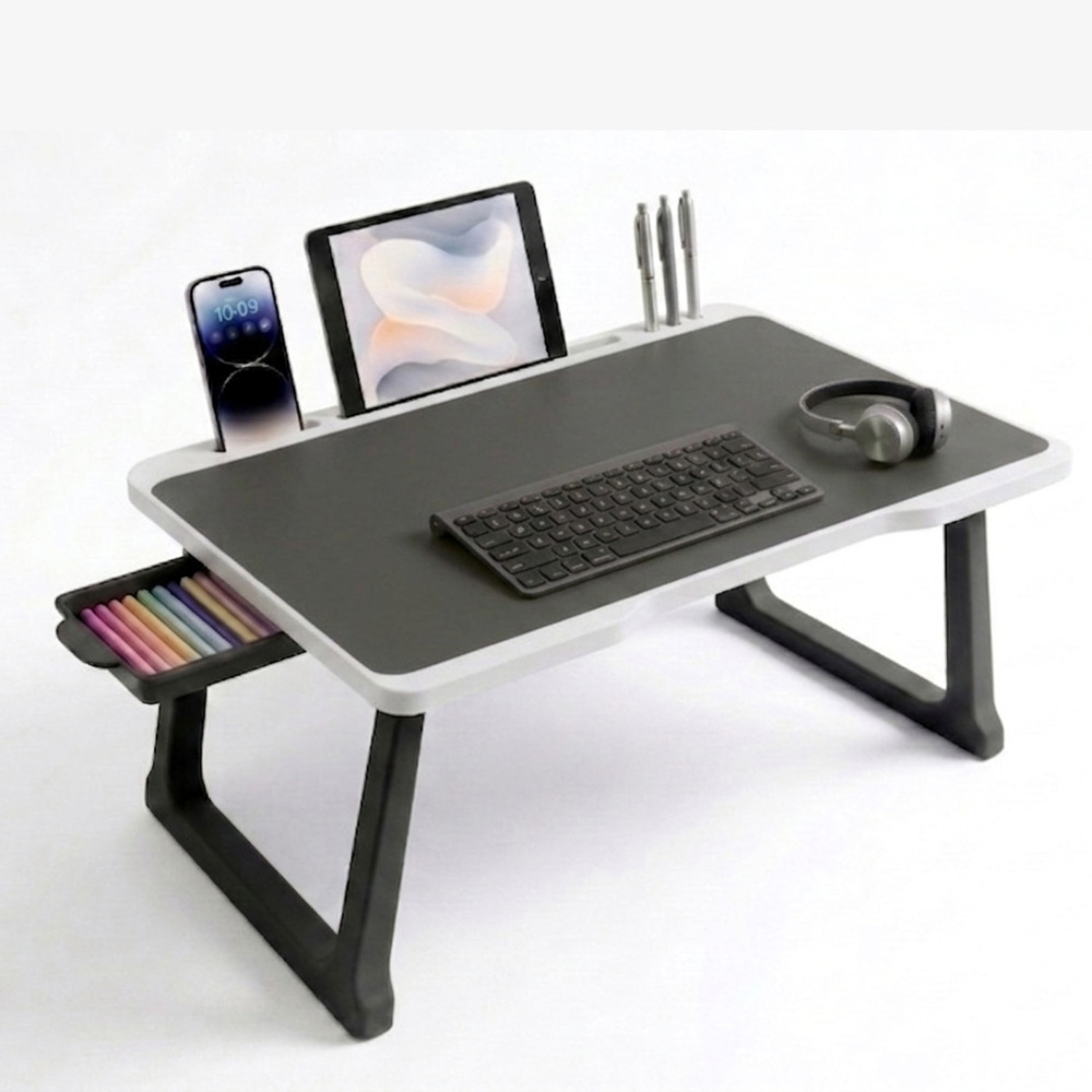 Image of Story@home LT4003 Wood Portable Laptop Table (Finish Color - Blue, Pre Assembled)