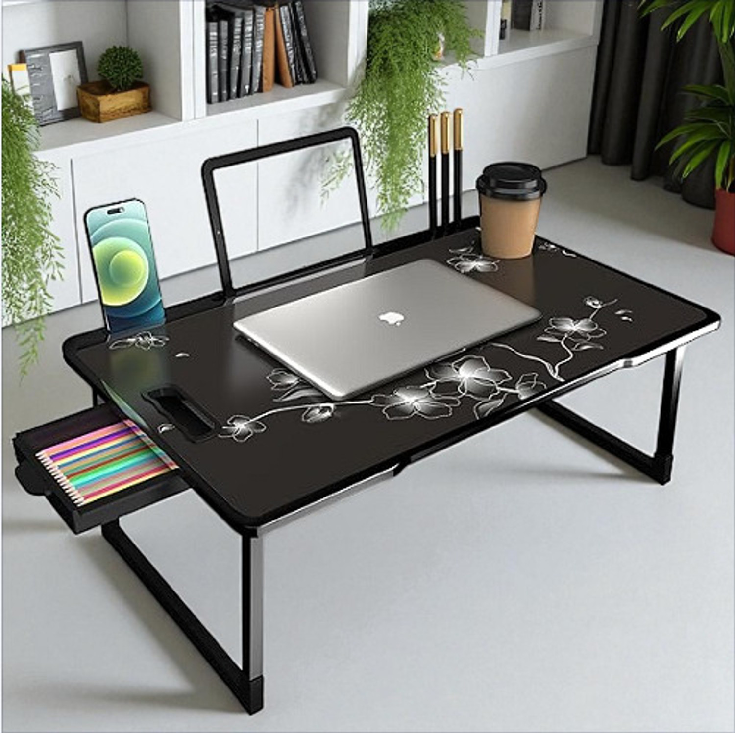 Image of sai praseeda Foldable Table, Study Table For Kids Adjustable Hight & Light Weight Plastic Portable Laptop Table (Finish Color - BLACK, DIY(Do-It-Yourself))