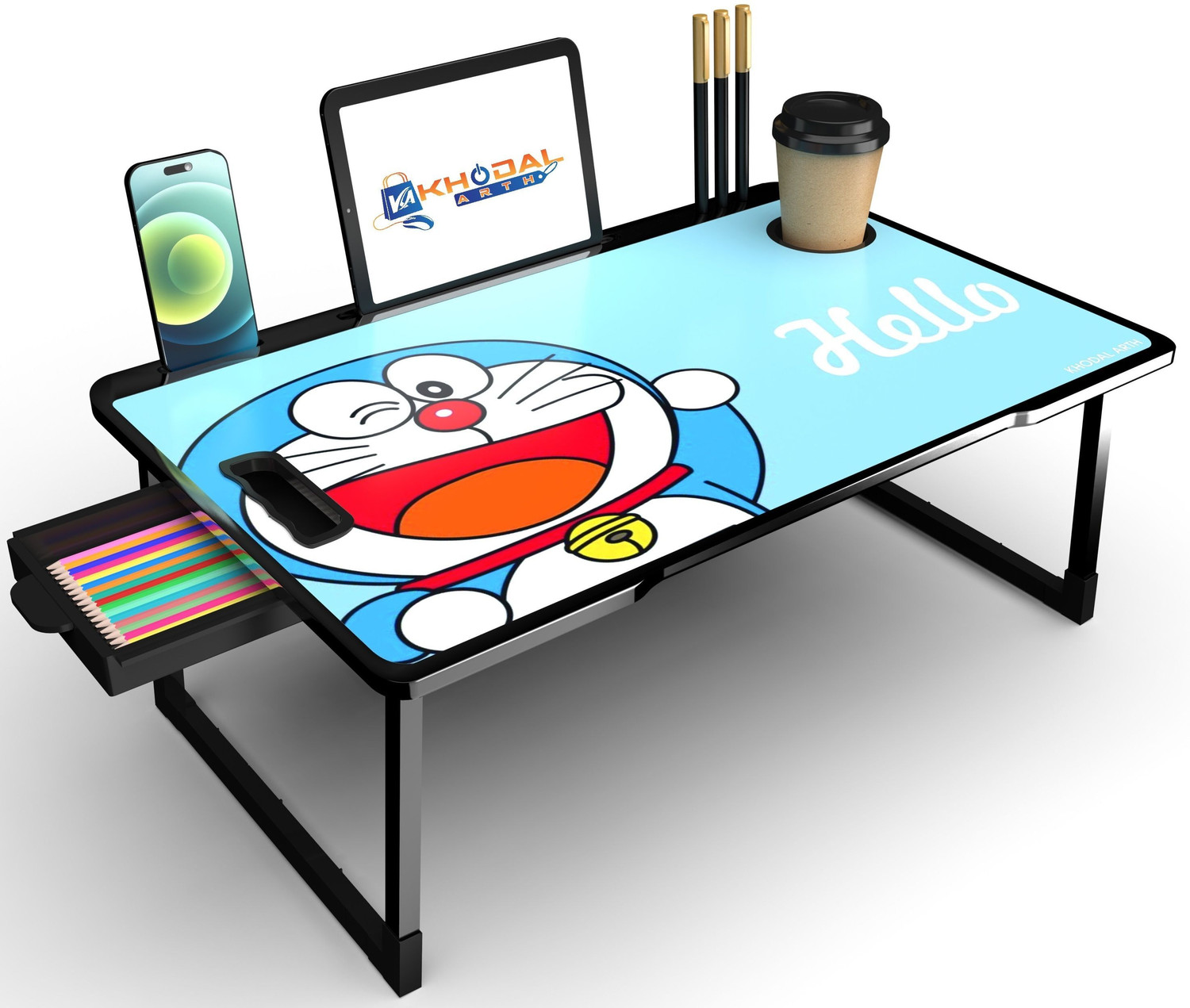 Image of CDPL Express CDPL Foldable Laptop Table Series Wood Portable Laptop Table (Finish Color - DOREMON, Pre Assembled)