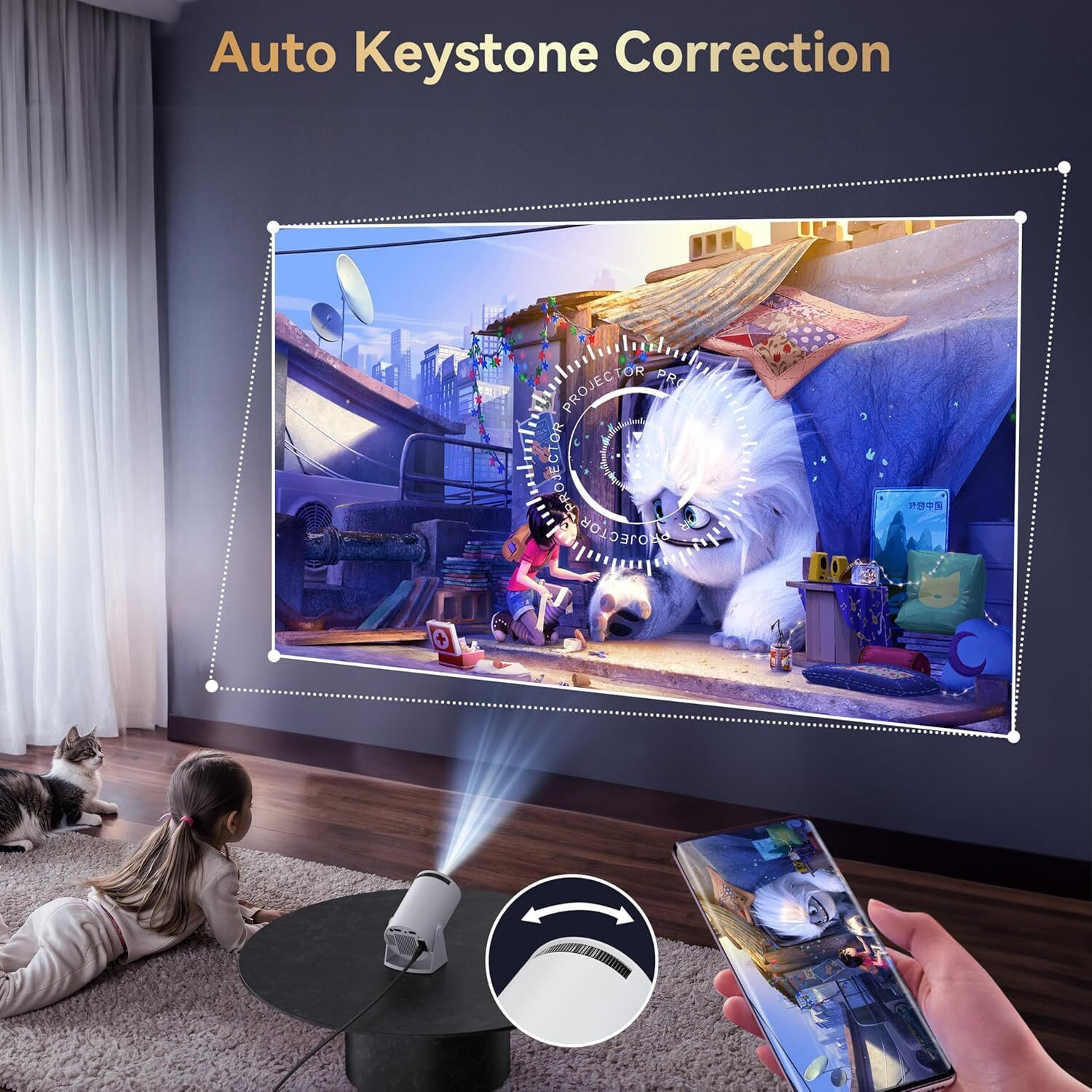 Image of Divine creation S40 UltraView Android Smart LED I 4K Projector I Portable Cinema Projector B343 (5000 lm / 1 Speaker / Wireless / Remote Controller) Portable Projector (White)