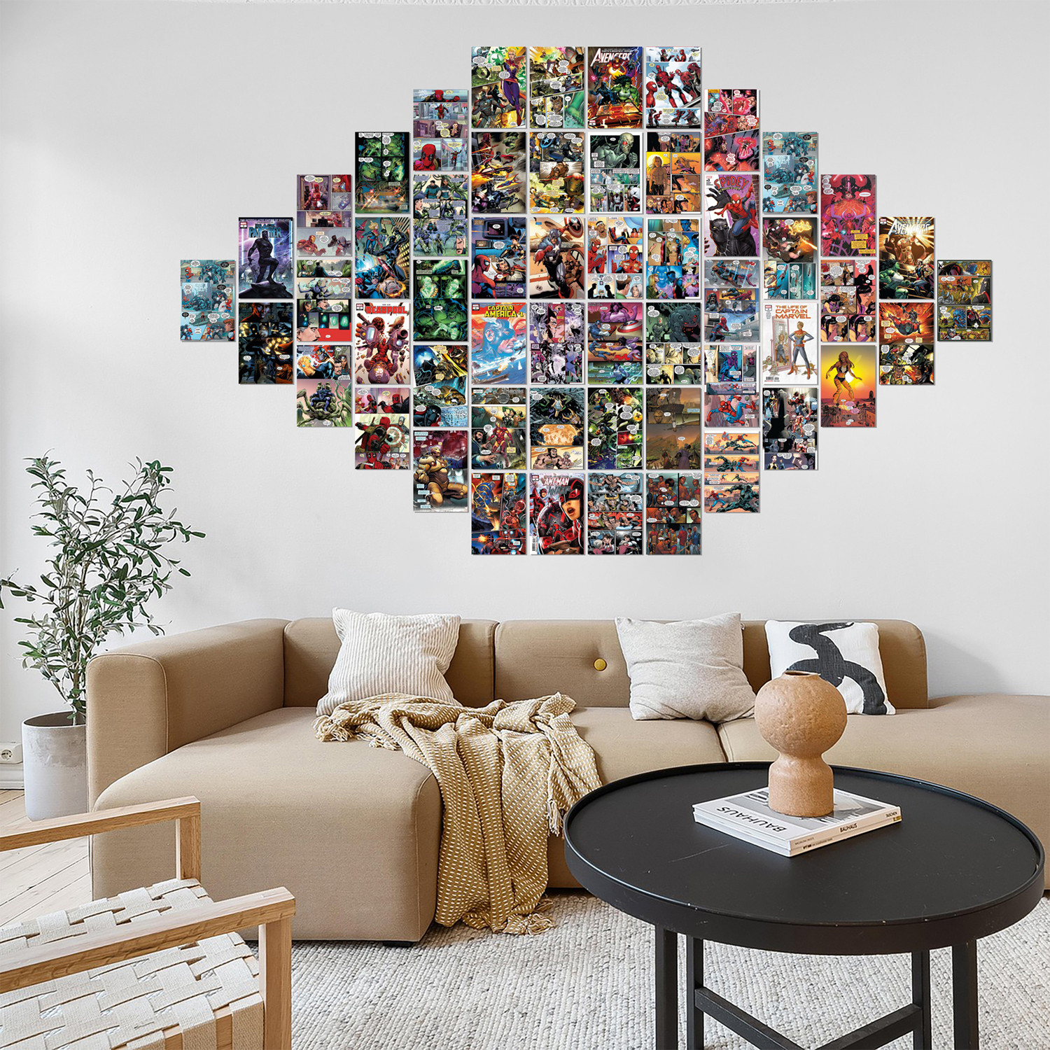 Omita Action Superhero Comic Panel Wall Poster Kit, 54 pcs - Image 1