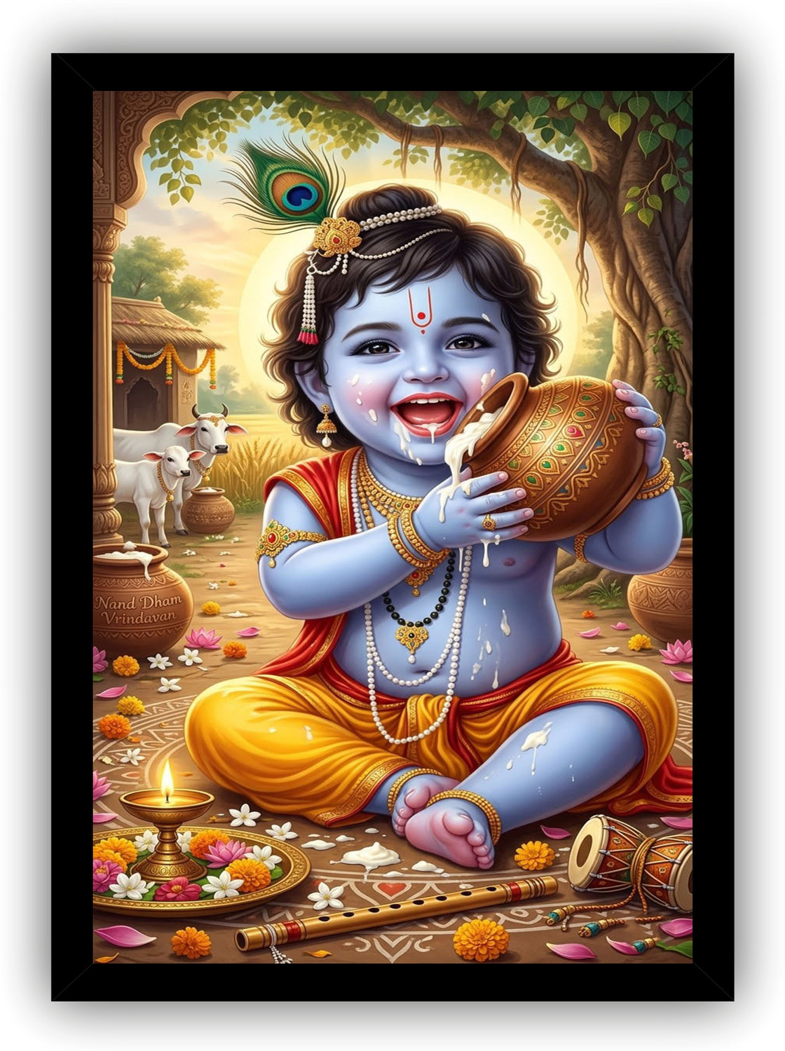 Image of insu lexit Beautiful Krishna Ji Wall Poster | Premium Paper Print | Home & Office Decoration Photographic Paper (18 inch X 12 inch)
