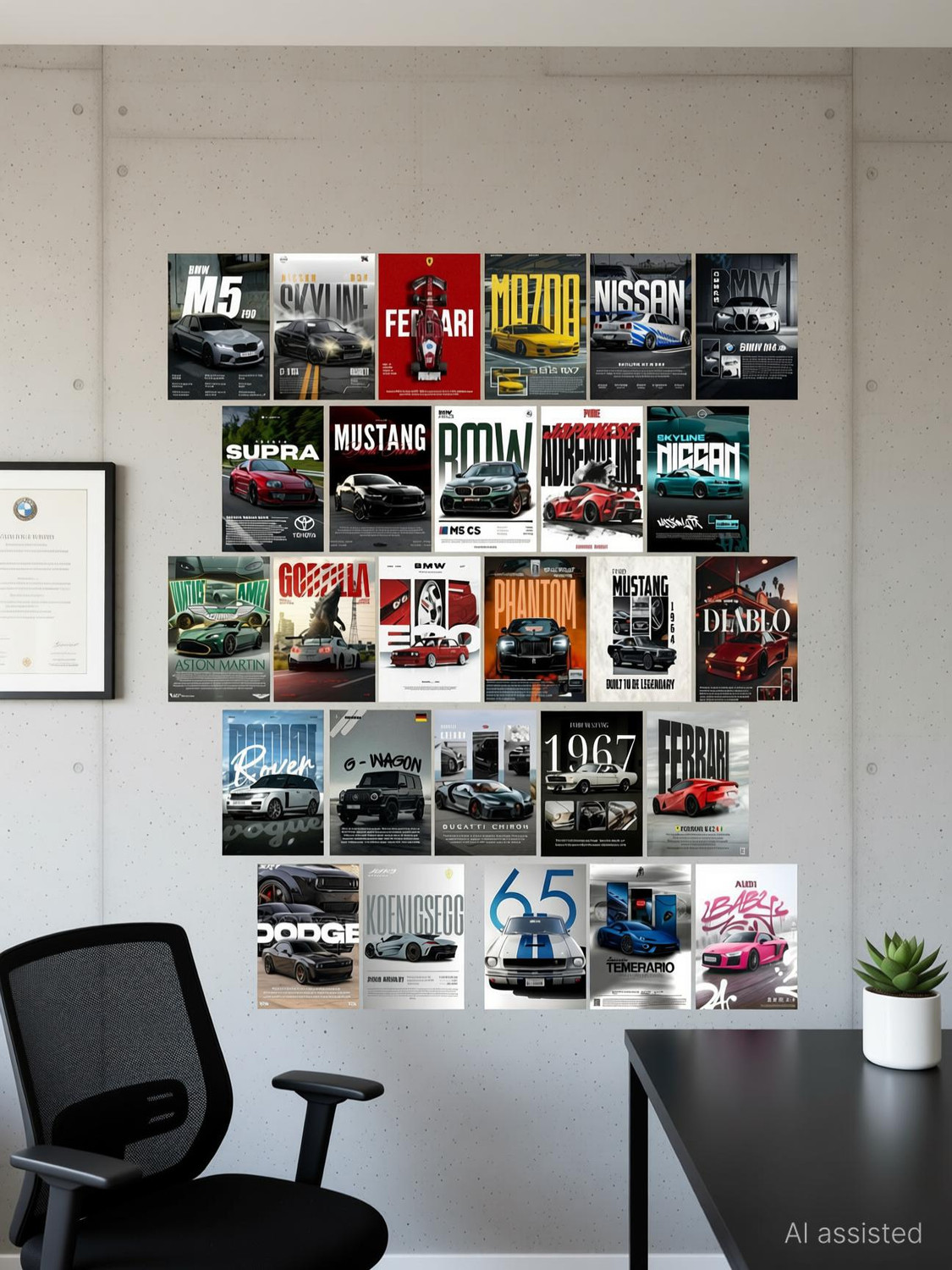 Loveydoveystore Pack of 27 Car Aesthetic Wall Collage Kit Posters | Posters for Wall Decoration | Wall Art For Bedroom, Office, Living room, Dorm room Photographic Paper -Gifting ideas- Photographic Paper Photographic Paper (6 inch X 4 inch, cardbord) - Image 1