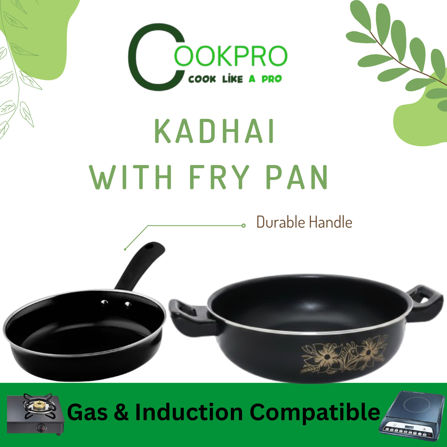 Image of Kashvi Premium Kadhai Kadhai 26 cm diameter 3.5 L capacity (Cast Iron, Non-stick, Induction Bottom)