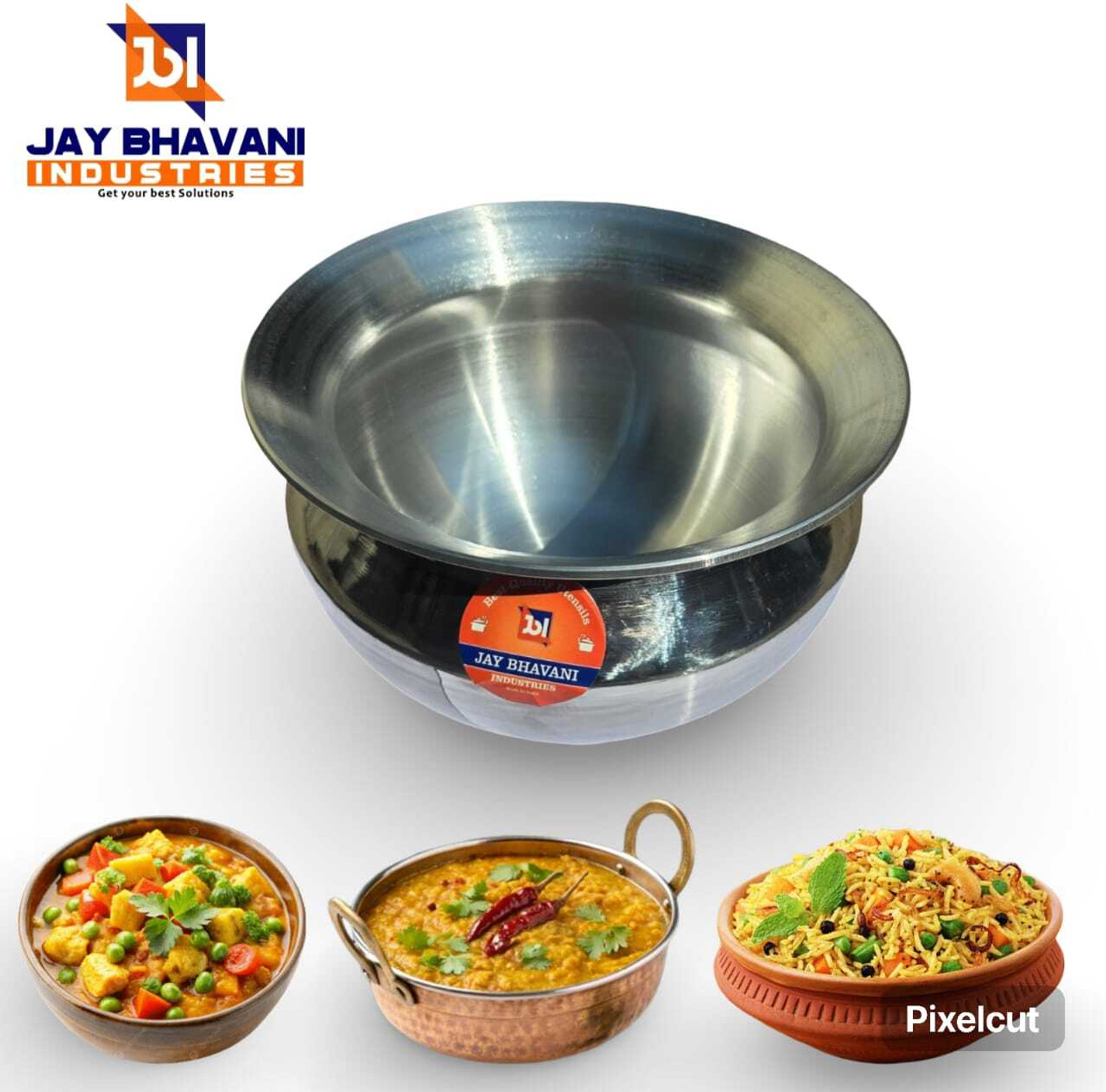 Image of CARNIVAL Aluminium Handi /Biryani Pot /Pot Pan With Stainless Steel Lid Handi 4 L with Lid (Aluminium, Induction Bottom)