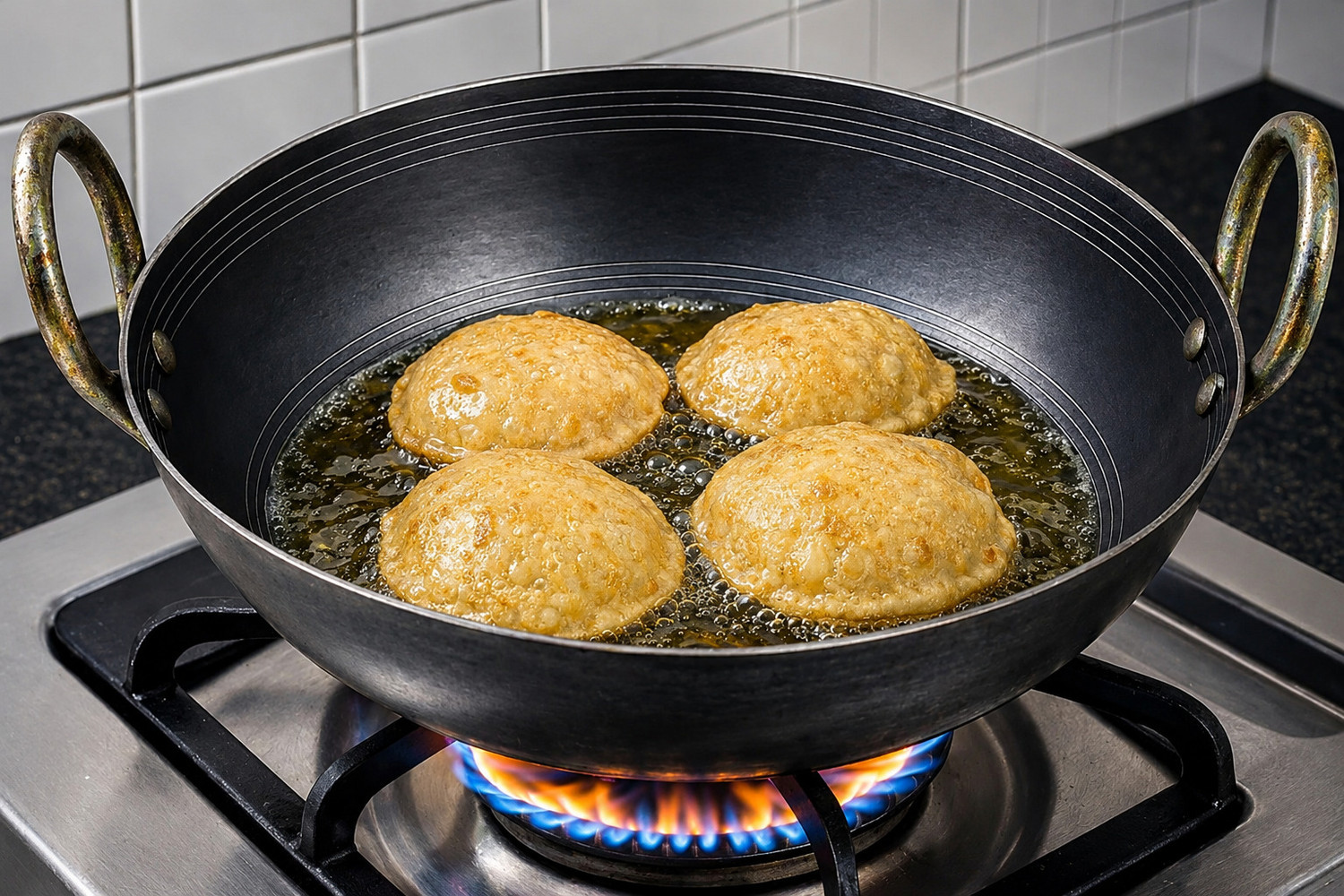 Image of BLkitchenmart Copper Bottom kadai Cooking Stainless Steel Bottom Pot Pans for Frying Kadhai 26 cm diameter 3 L capacity (Stainless Steel, Induction Bottom)
