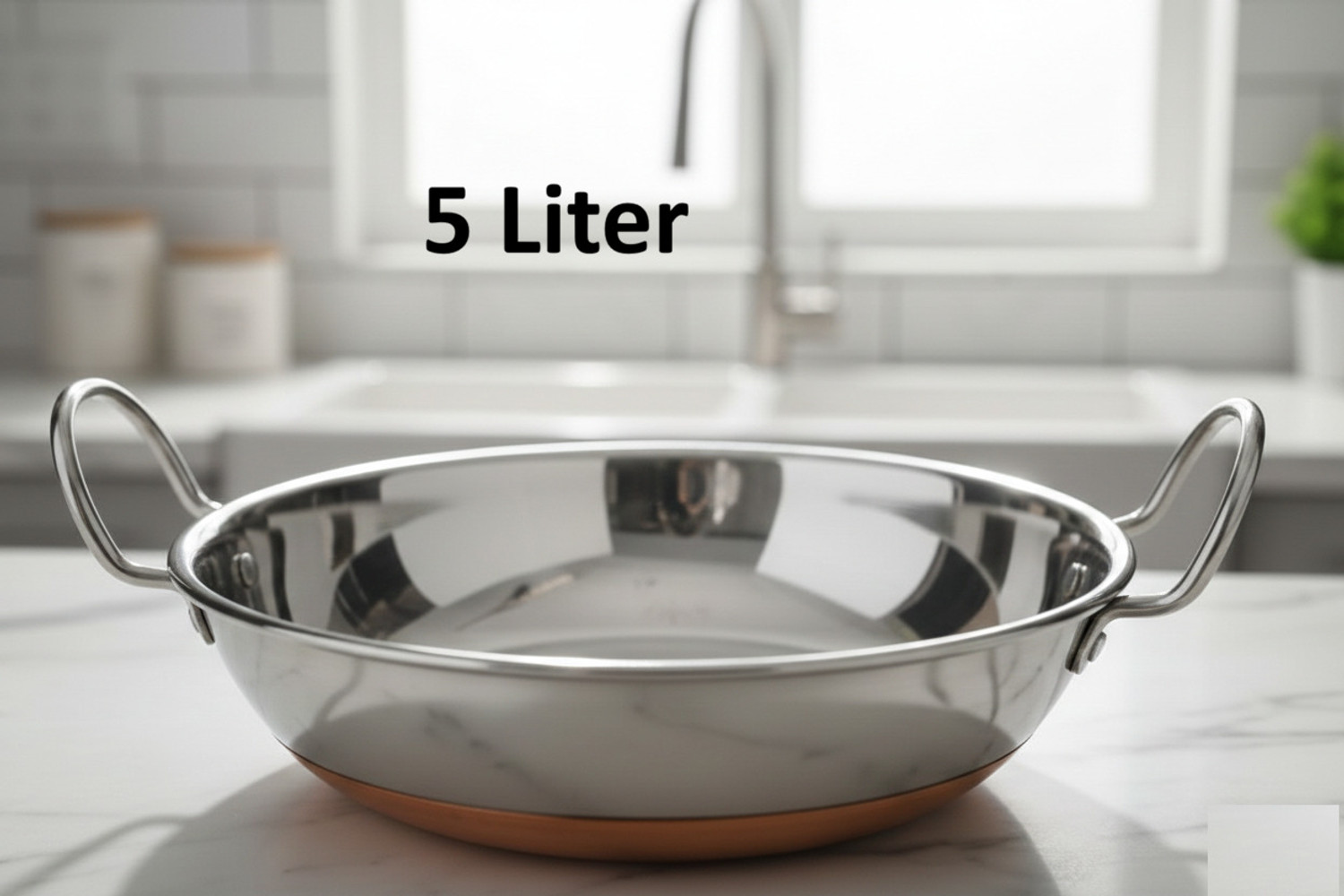 Image of Timeking Stainless Steel Kadhai,Poori,Halwa,Egg Fry,Sandwich Bottom Heavy Gauge Kadhai, Kadhai 36 cm diameter 5 L capacity (Steel)