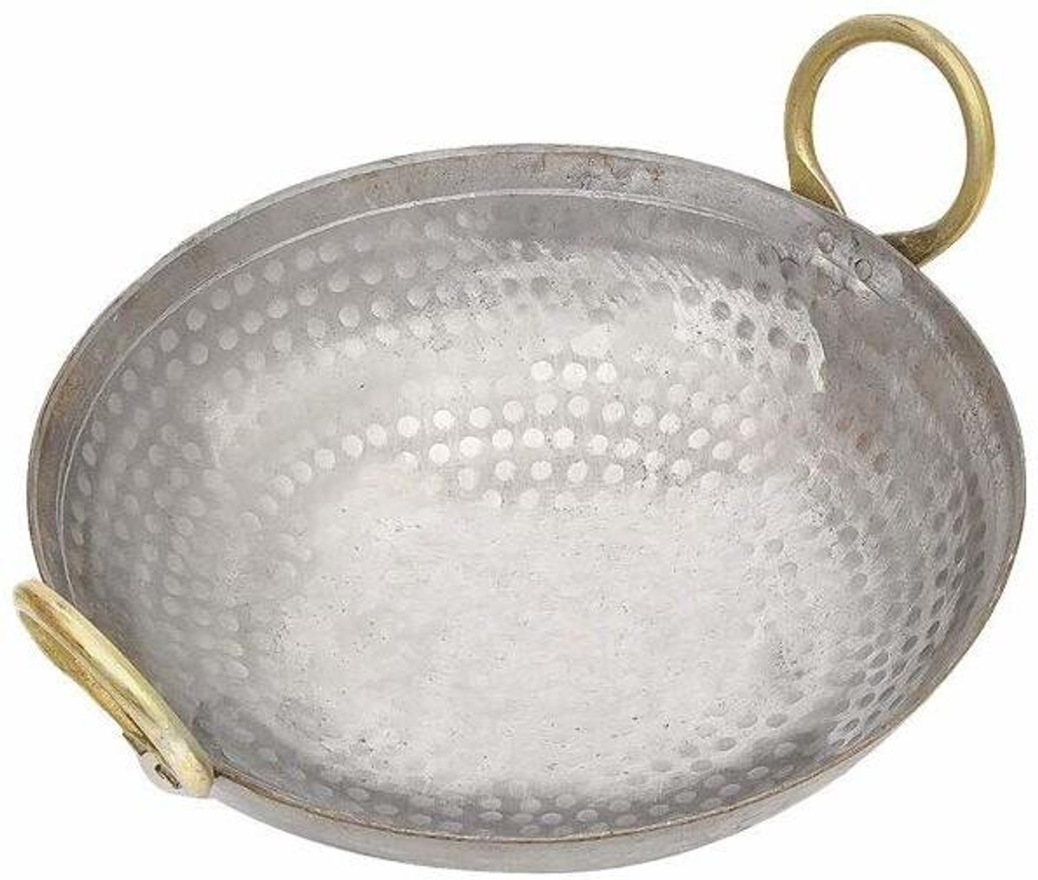 Image of PTR Hammered Iron Kadhai with Handle - Food-Grade Iron for Healthy Cooking (5L) Kadhai 33 cm diameter 5 L capacity (Iron)