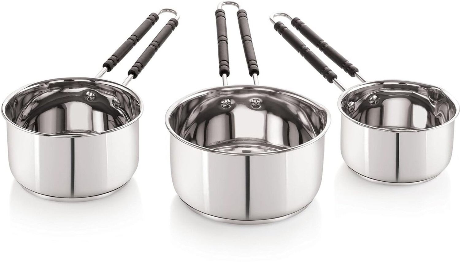 Image of BERTOL KITCHENWARE Stainless Steel Flat Base Belly Saucepan With Steel Lid Sauce Pan 18 cm diameter with Lid 1.5 L capacity (Stainless Steel)