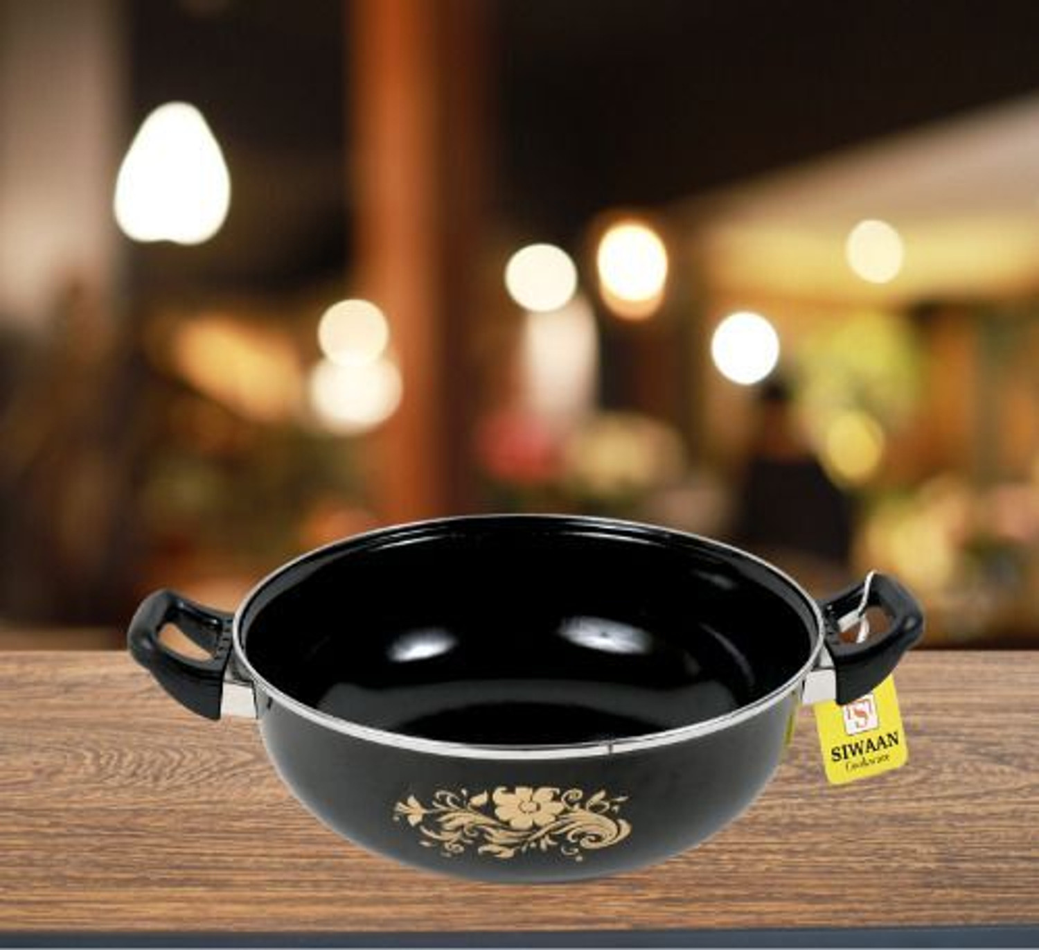 Image of SIWAAN Stylist 4L Deep Kadhai Kadhai 28 cm diameter 4 L capacity (Cast Iron, Non-stick, Induction Bottom)