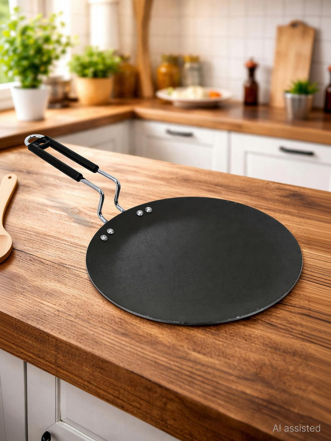 Image of Sunflame Chapato Tawa 250 mm*4.06mm IB Tawa 26 cm diameter with Lid (Hard Anodised, Non-stick, Induction Bottom)