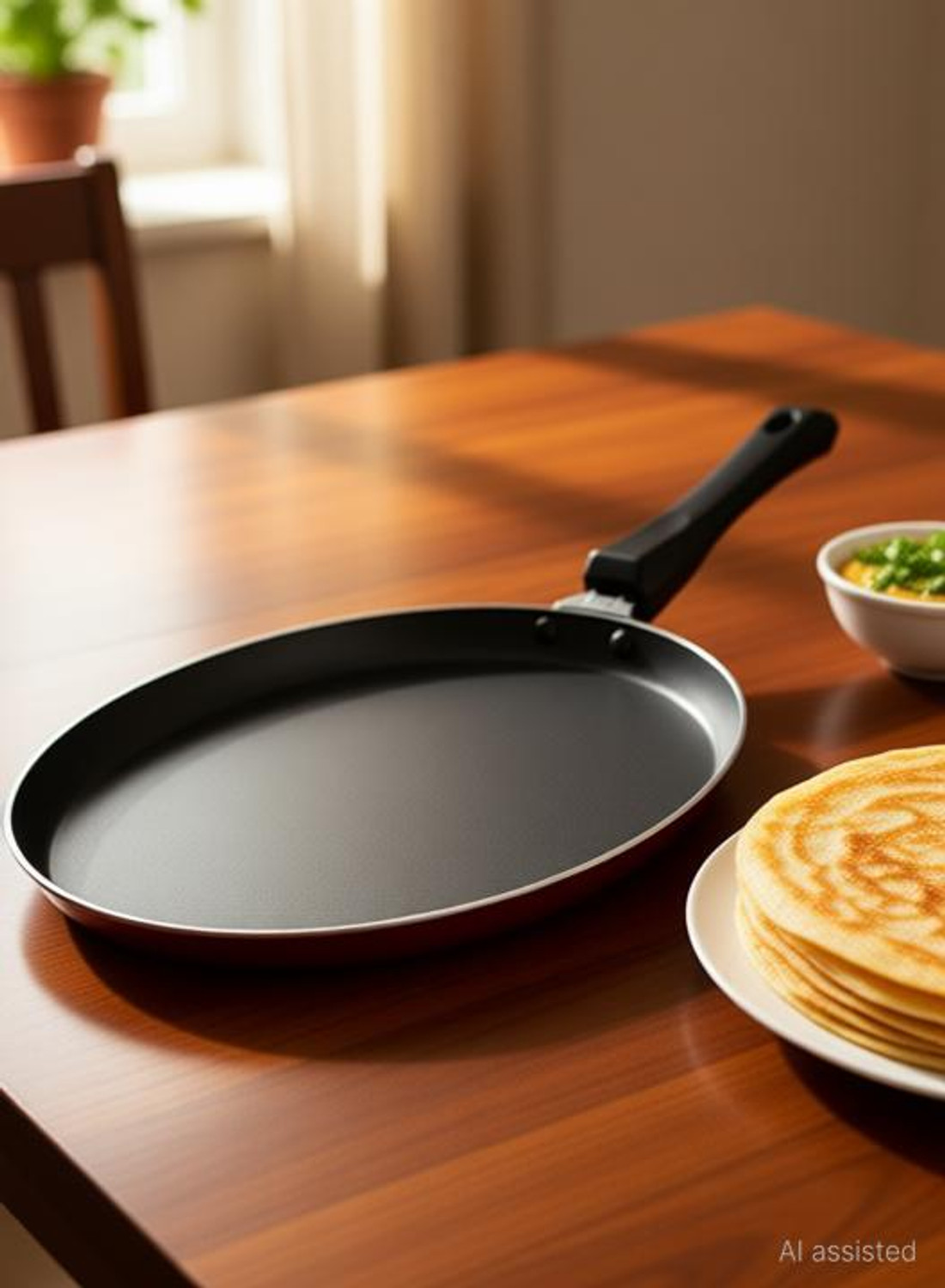 Image of Sunflame Chapato Tawa 250 mm*4.06mm IB Tawa 26 cm diameter with Lid (Hard Anodised, Non-stick, Induction Bottom)