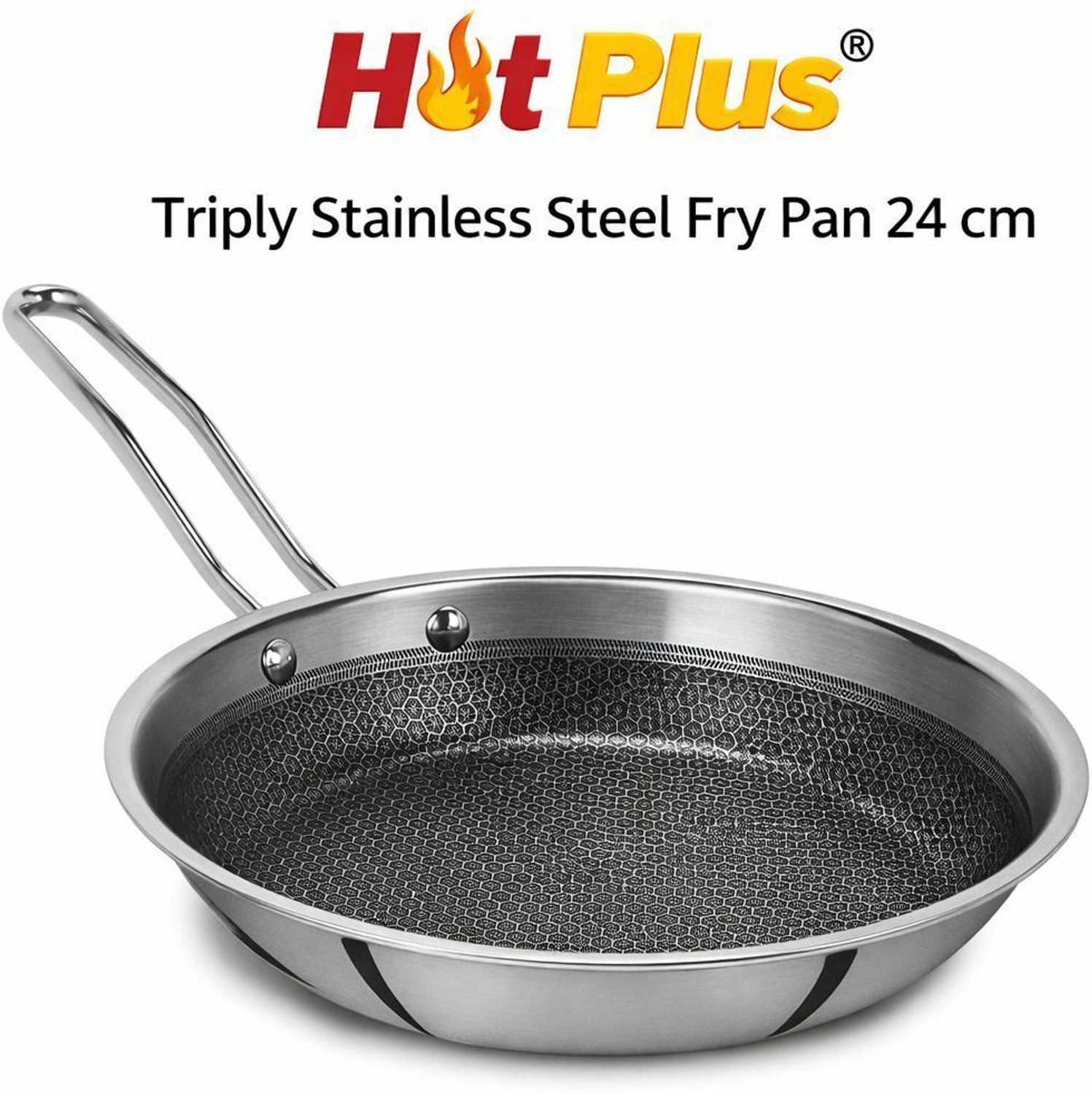 Image of Aramex Non-Stick Honeycomb Triply Stainless Fry Pan 26 cm diameter with Lid 2.3 L capacity (Triply, Non-stick, Induction Bottom)