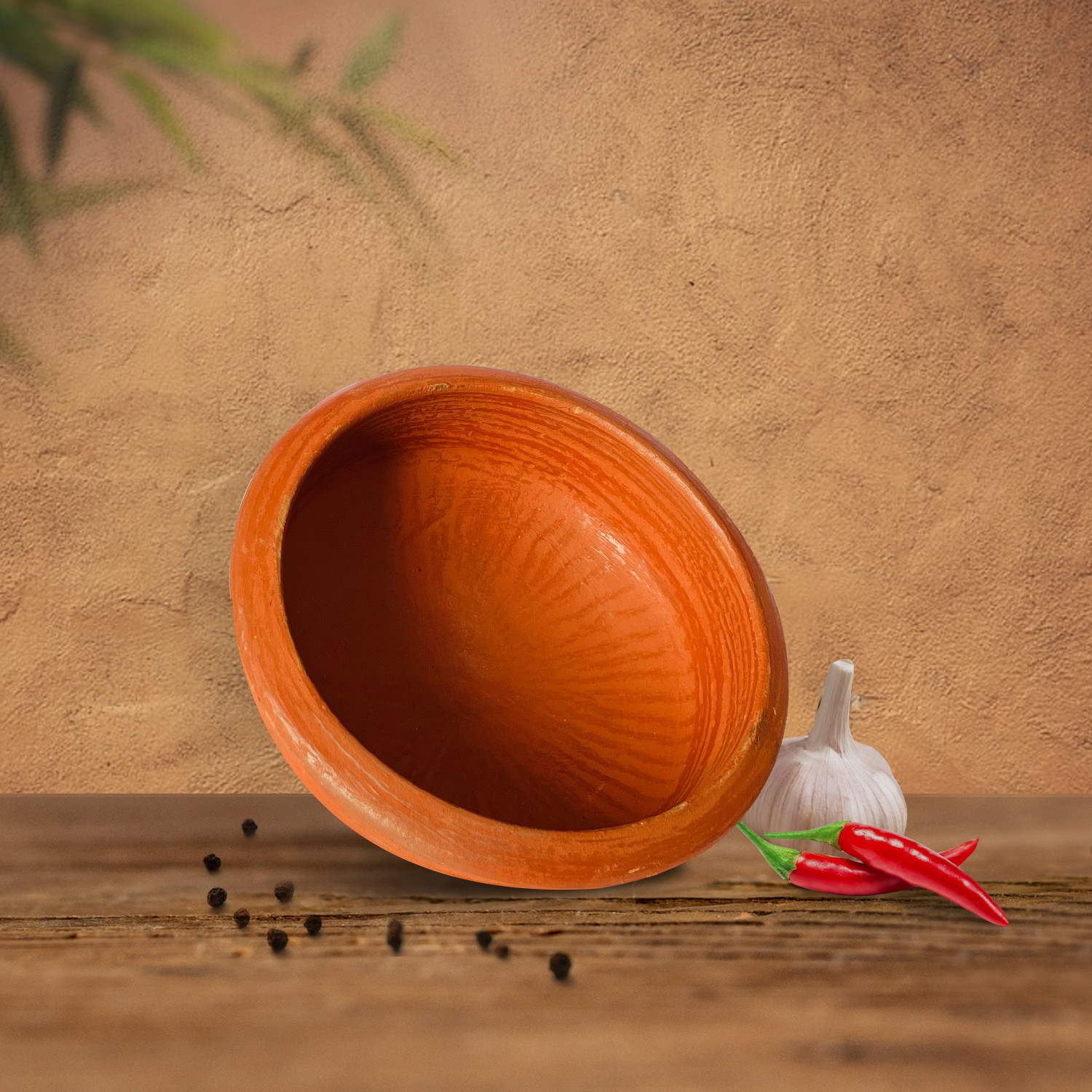 Image of Kichera Pottery Earthen Kadai /Clay Pots for Cooking & Serving Pot 18 cm diameter 1 L capacity (Earthenware, Non-stick)
