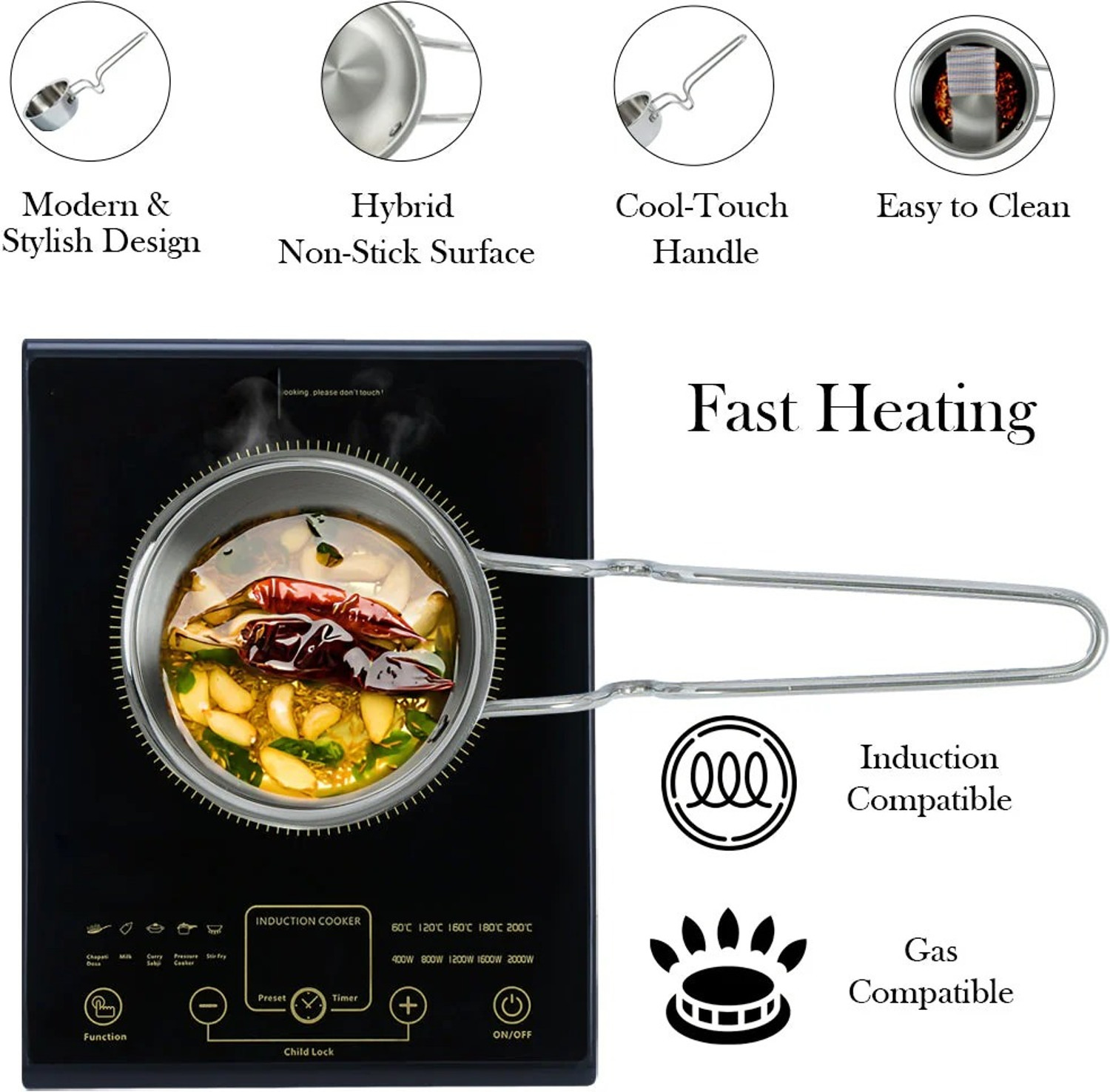 Image of Omichef Triply Stainless Steel Tadka Pan Large - 300 ml Tadka Pan 11 cm diameter 0.3 L capacity (Triply, Induction Bottom)