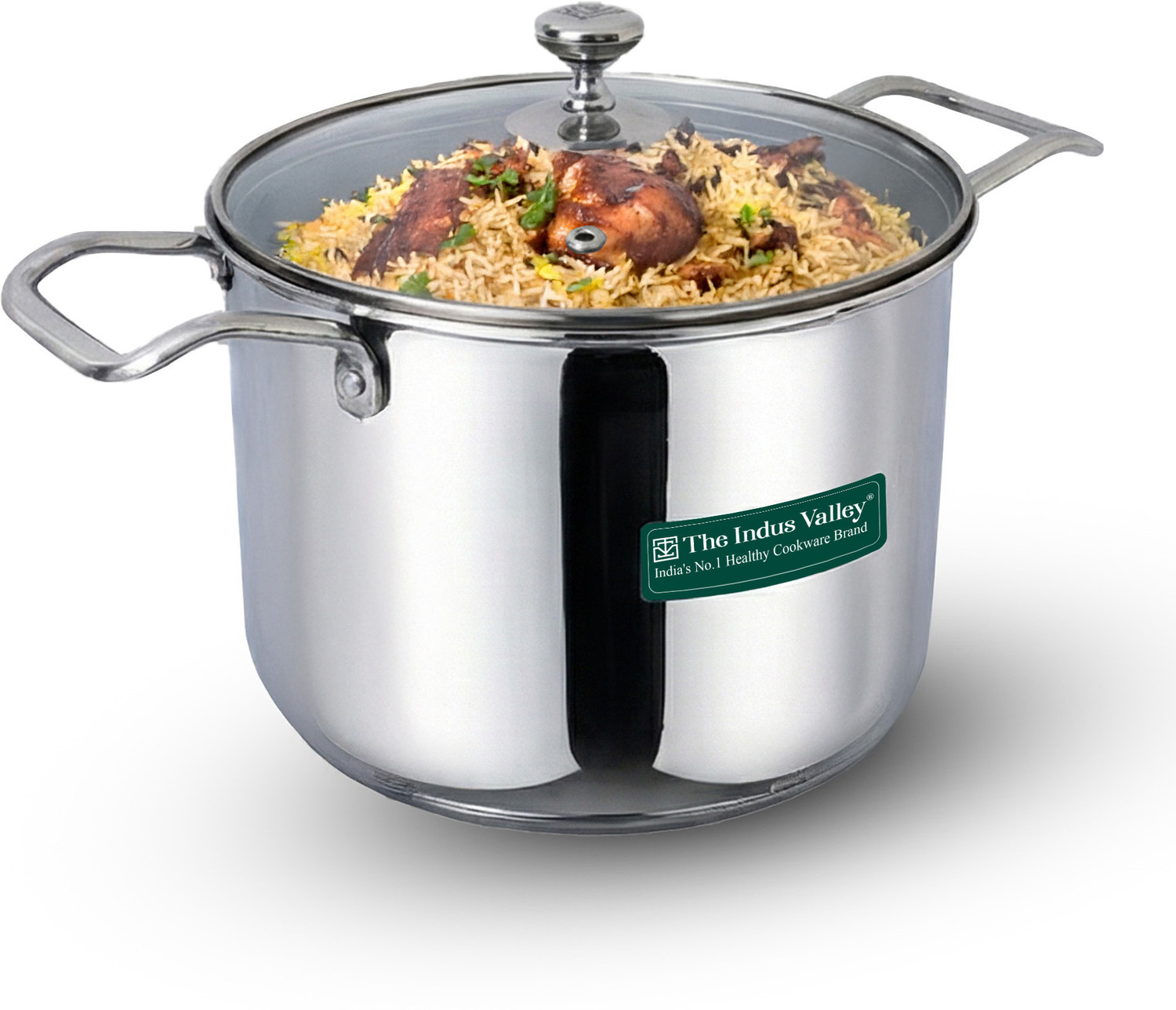 Image of NIRLON Triply Stainless Steel Cookware Tope /Patila 20cm Tope /Bhagona /Patila 3.1 L capacity 20 cm diameter (Triply, Non-stick, Induction Bottom)