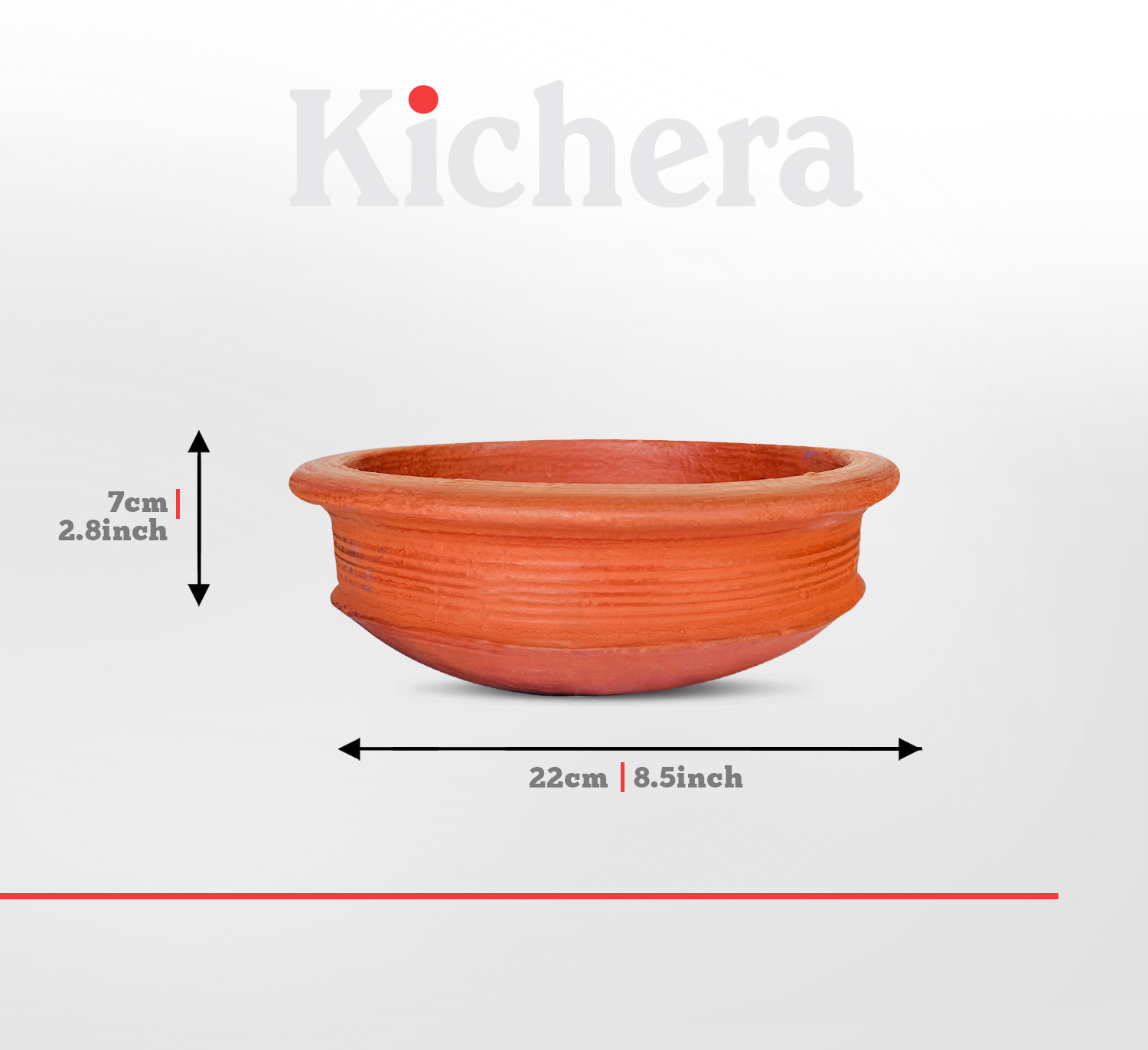 Image of Kichera Pottery Earthen Kadai /Clay Pots for Cooking & Serving Pot 18 cm diameter 1 L capacity (Earthenware, Non-stick)