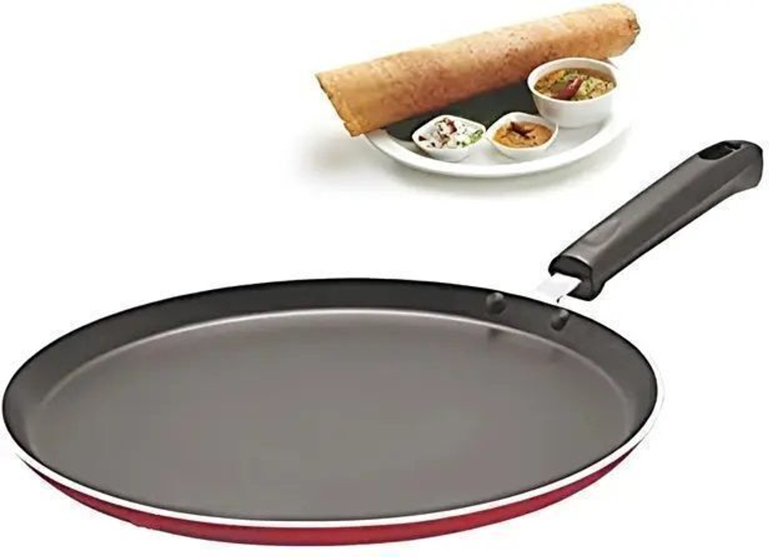 Image of Sunflame Chapato Tawa 250 mm*4.06mm IB Tawa 26 cm diameter with Lid (Hard Anodised, Non-stick, Induction Bottom)