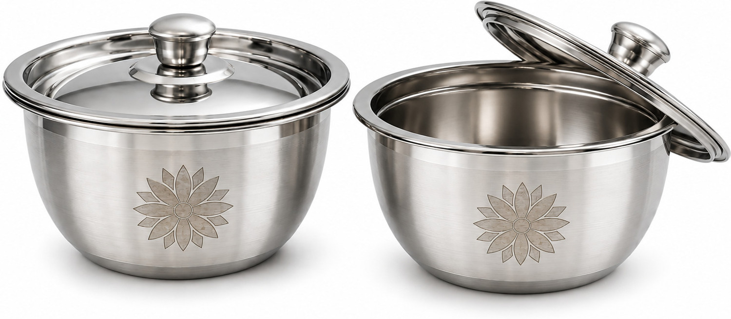 Image of NSVL Triply Stainless Steel Tope with Lid Tope /Bhagona /Patila with Lid 1 L capacity 14 cm diameter (Triply, Induction Bottom)