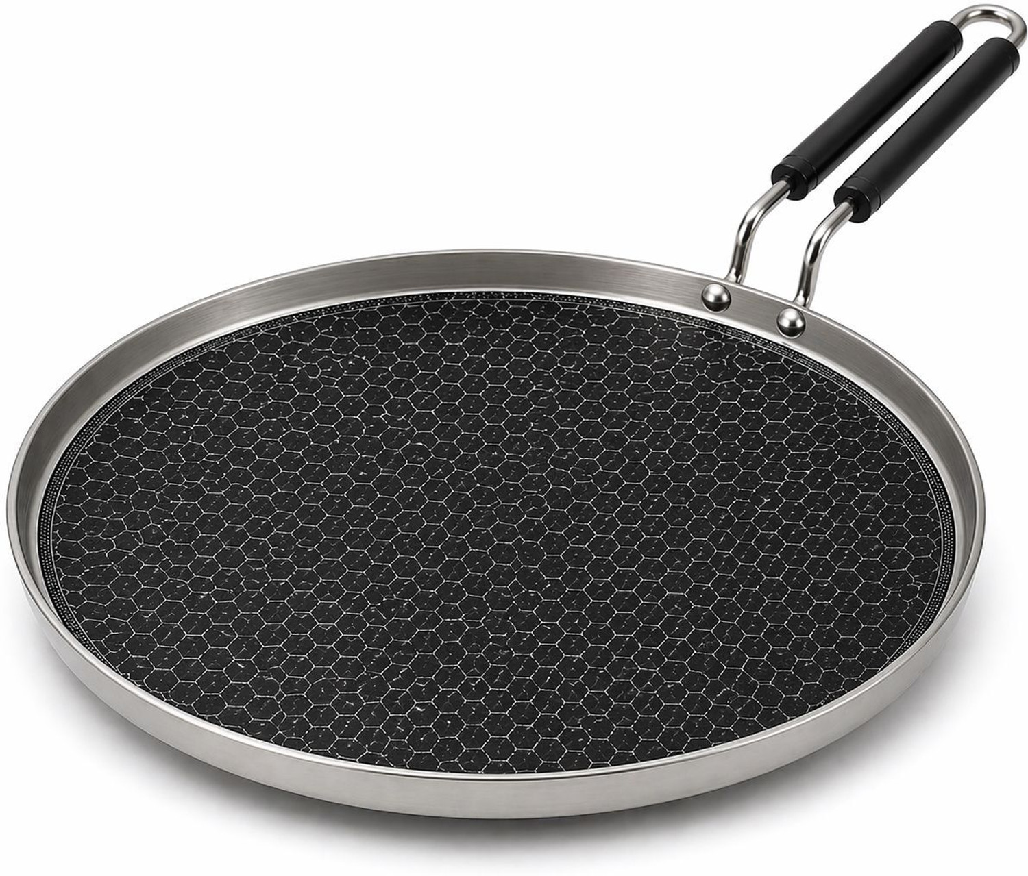 Image of Papaya Triply Honeycomb Chapati Tawa | 2-Year Warranty | Metal Spoon Friendly Tawa 25 cm diameter (Triply, Non-stick, Induction Bottom)
