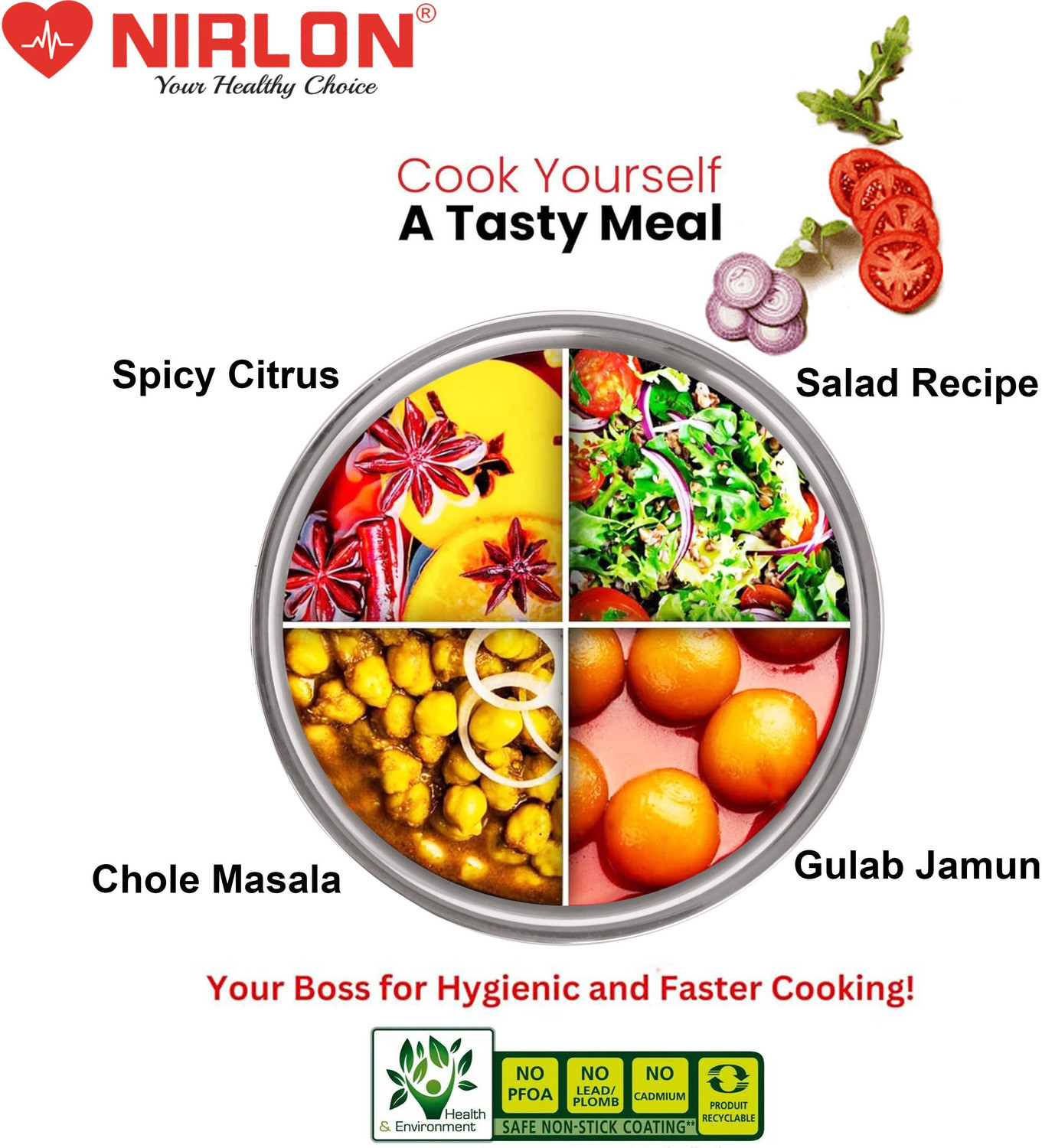 Image of NIRLON Triply Stainless Steel Cookware Tope /Patila 20cm Tope /Bhagona /Patila 3.1 L capacity 20 cm diameter (Triply, Non-stick, Induction Bottom)
