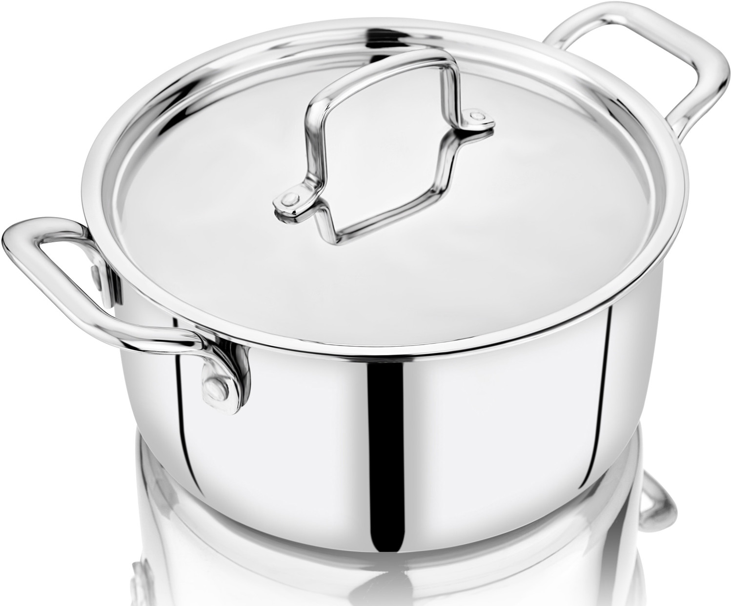 Image of NSVL Triply Stainless Steel Tope with Lid Tope /Bhagona /Patila with Lid 4.2 L capacity 22 cm diameter (Triply, Induction Bottom)