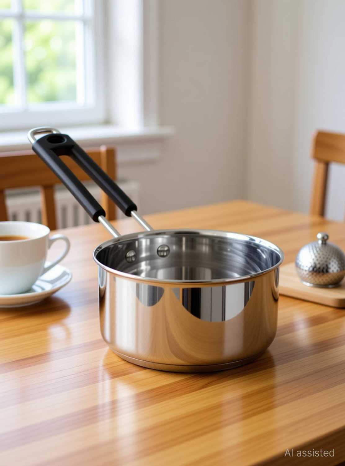 Image of GALOOF Stainless Steel Copper bottom Sauce Pan / MILK PAN / TEA PAN Capacity:-1L Sauce Pan 15.5 cm diameter 1 L capacity (Stainless Steel)