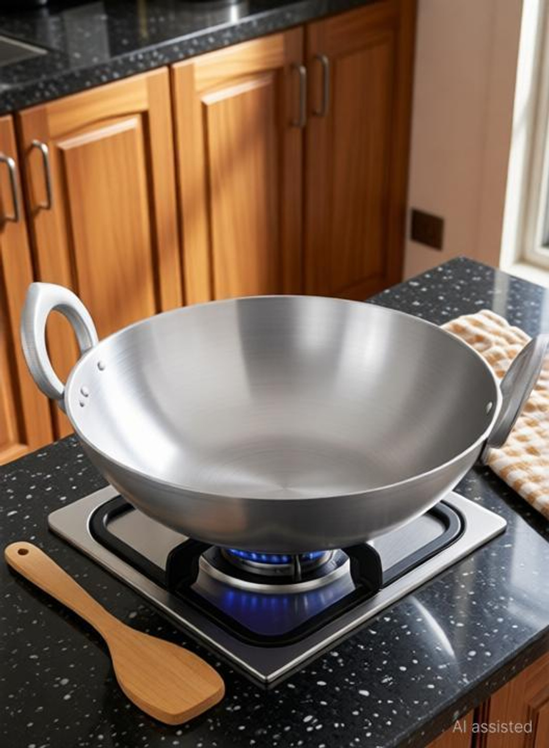 Image of BLkitchenmart Copper Bottom kadai Cooking Stainless Steel Bottom Pot Pans for Frying Kadhai 26 cm diameter 3 L capacity (Stainless Steel, Induction Bottom)