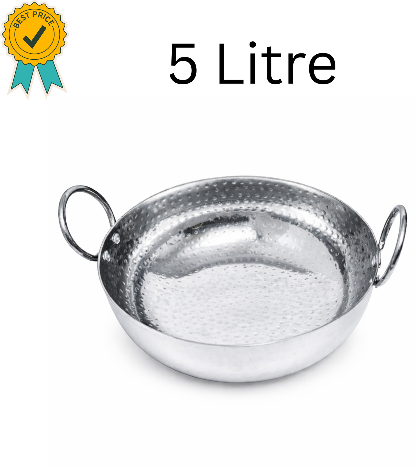 Image of Timeking Stainless Steel Kadhai,Poori,Halwa,Egg Fry,Sandwich Bottom Heavy Gauge Kadhai, Kadhai 36 cm diameter 5 L capacity (Steel)