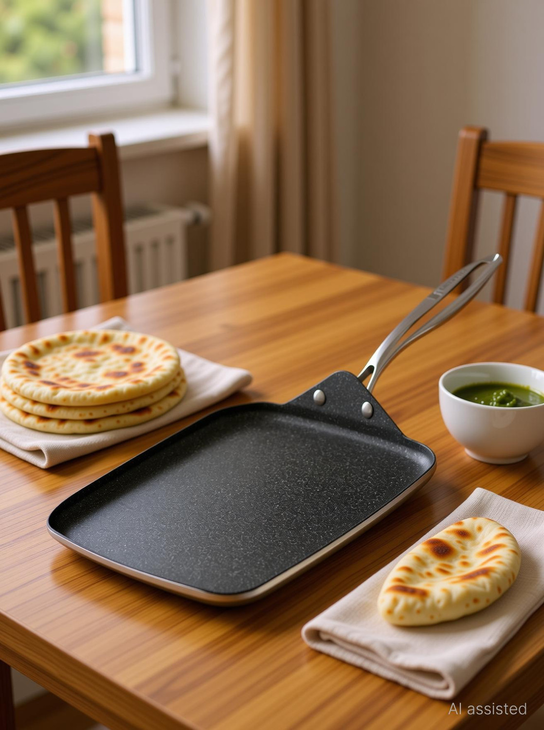 Image of Papaya Triply Honeycomb Chapati Tawa | 2-Year Warranty | Metal Spoon Friendly Tawa 25 cm diameter (Triply, Non-stick, Induction Bottom)