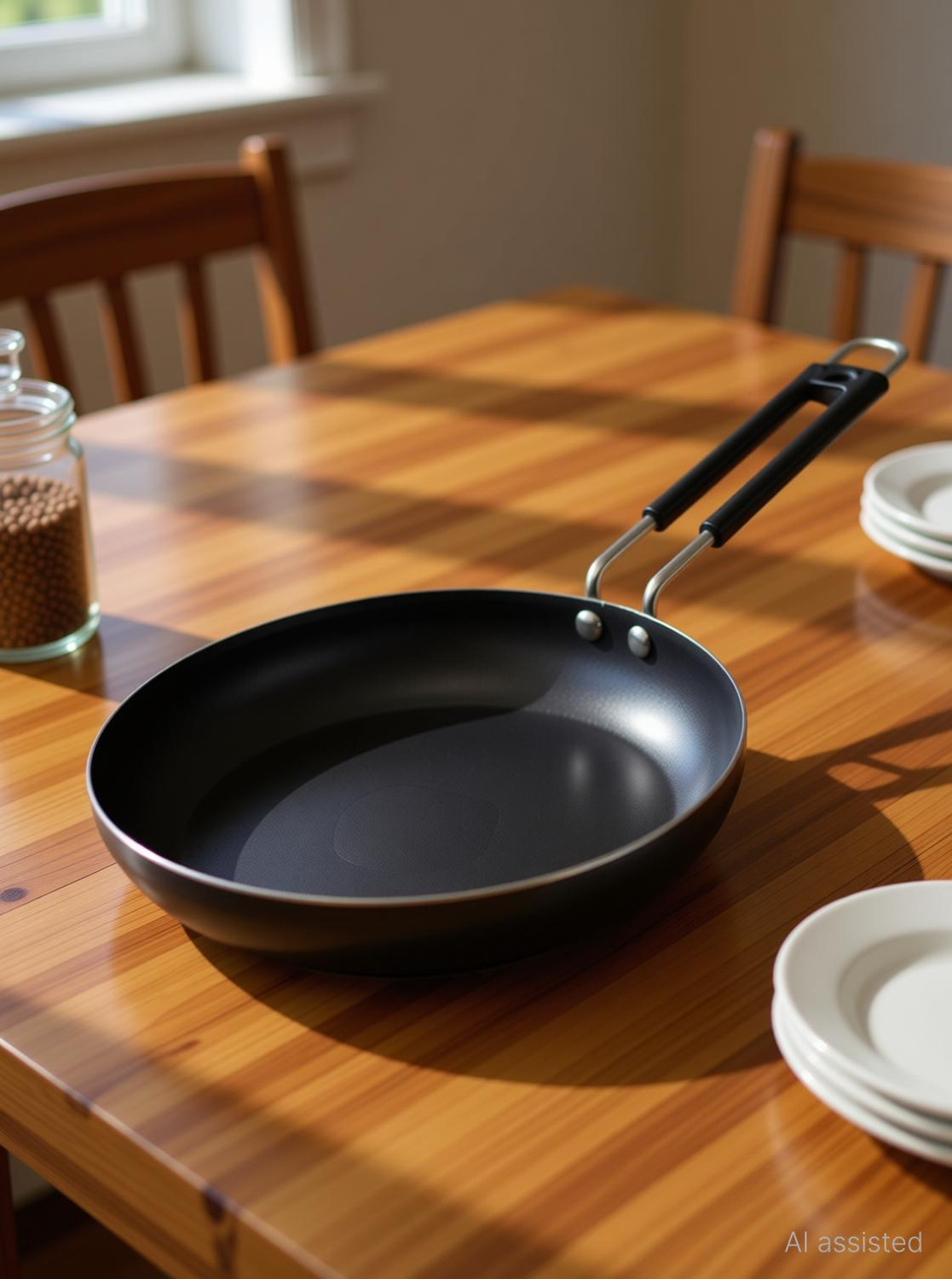 Image of Jainpet Ceramic Fry Pan 20cm Anti PFOA Eco Friendly Fry Pan 21 cm diameter 1 L capacity (Cast Iron, Non-stick, Induction Bottom)