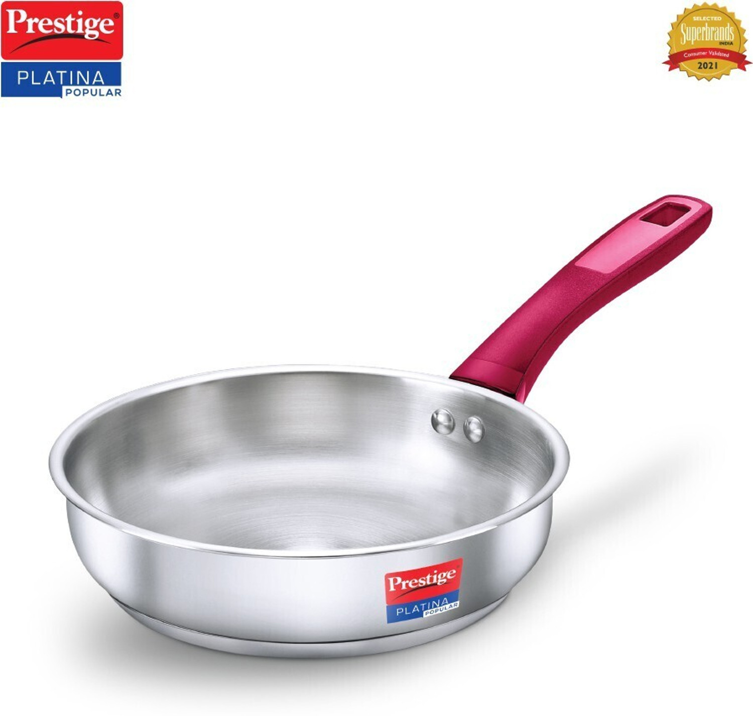 Image of Hawkins 22 cm Frying Pan, Triply Stainless Steel Fry Pan with Stainless Steel Handle Fry Pan 22 cm diameter with Lid 0.6 L capacity (Triply, Induction Bottom)