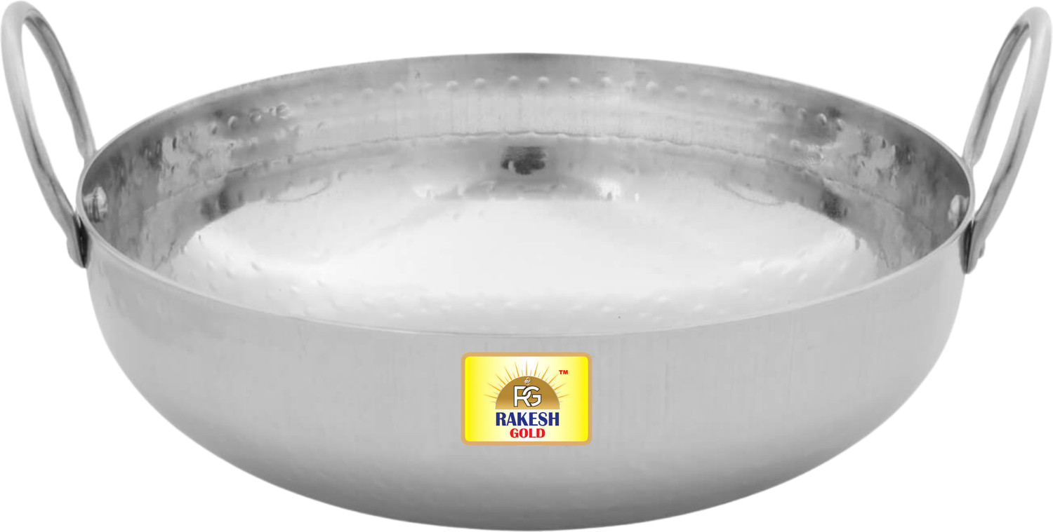 Image of Timeking Stainless Steel Kadhai,Poori,Halwa,Egg Fry,Sandwich Bottom Heavy Gauge Kadhai, Kadhai 36 cm diameter 5 L capacity (Steel)